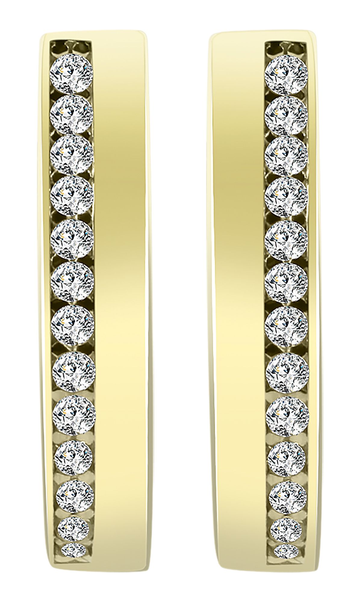 585/- Gold "Merle" Klapp-Creolen, Zirkoniabesatz, 14 Karat, Gelbgold