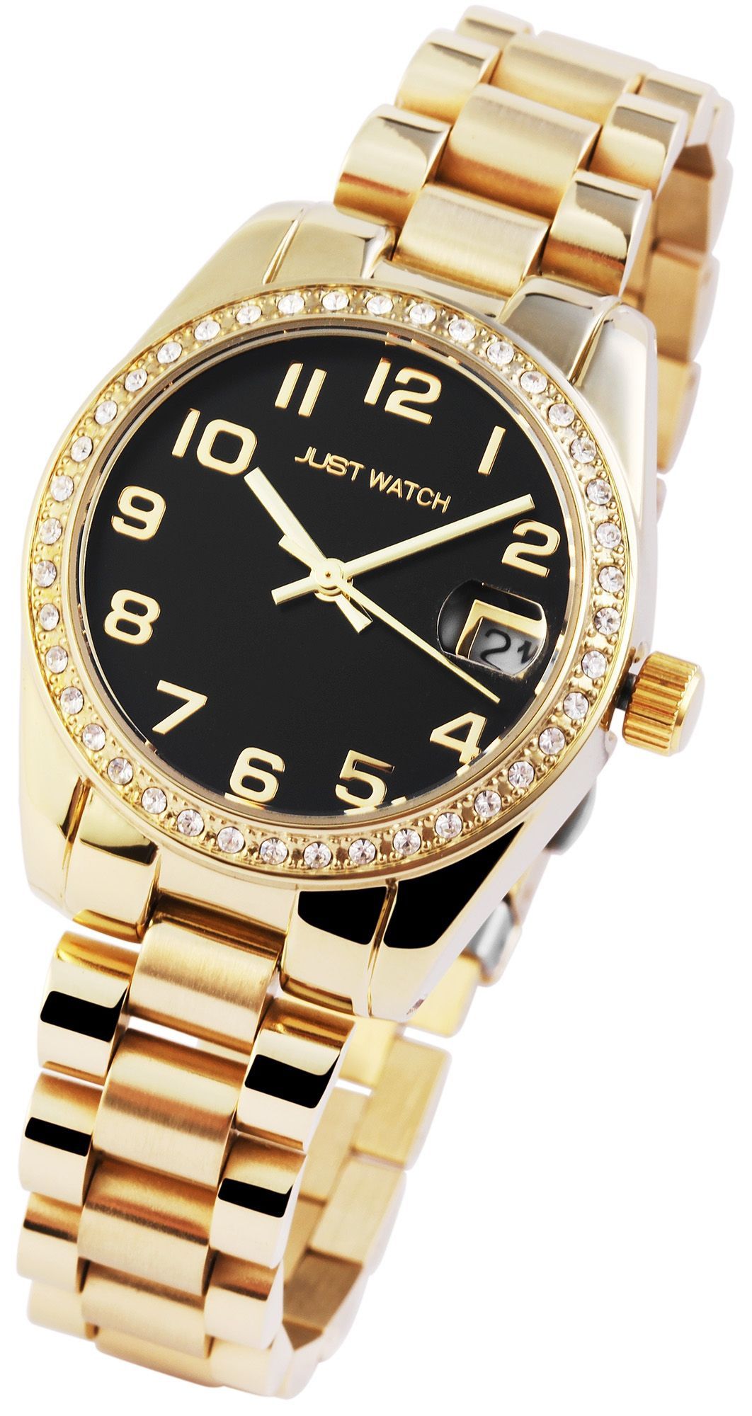Just Watch Damenuhr "Emmi", Edelstahlband, Ø 33 mm, goldfarben/schwarz