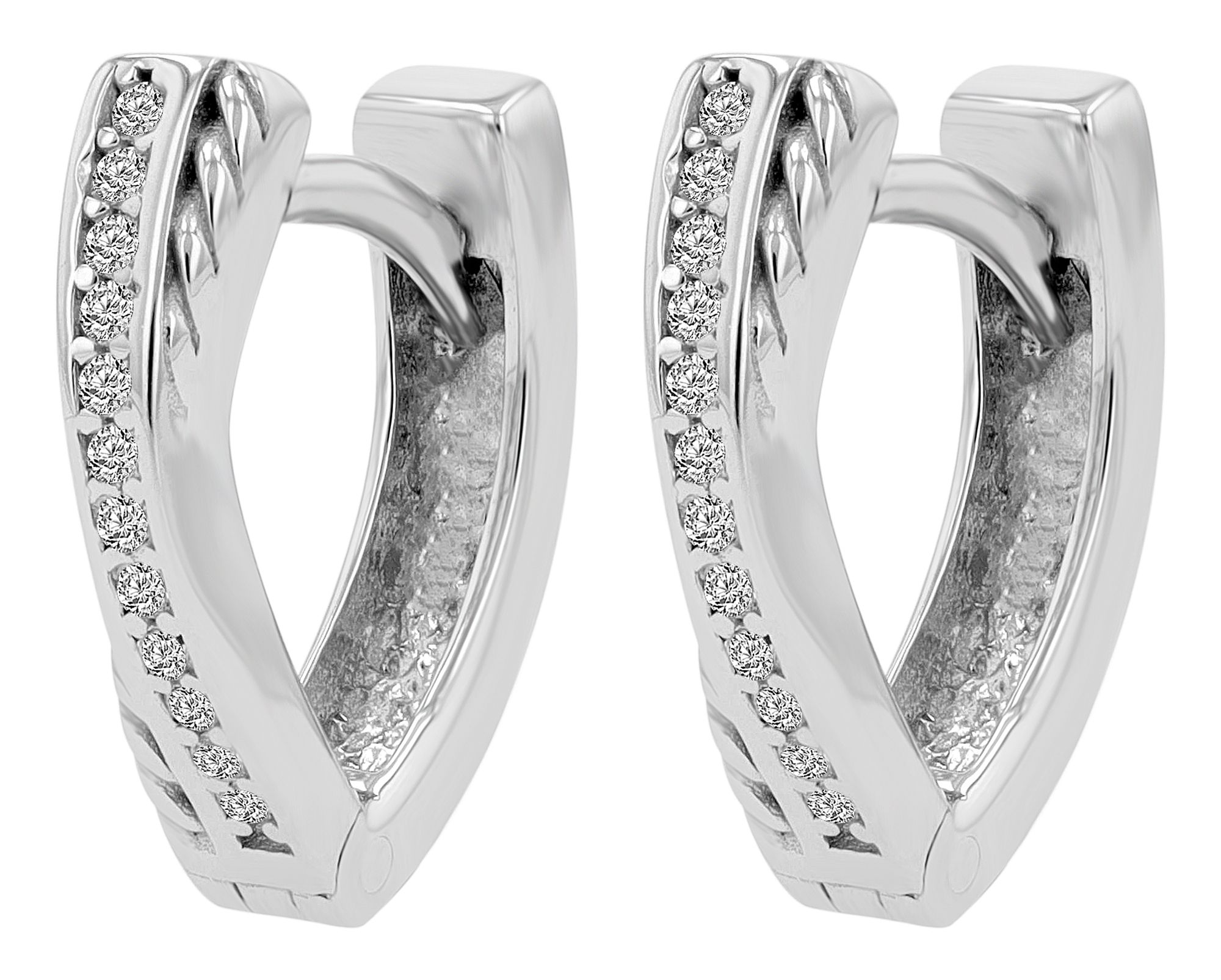 925/- Echt Silber Klapp-Creolen "Asalea", Tropfen, Zirkonia, rhodiniert