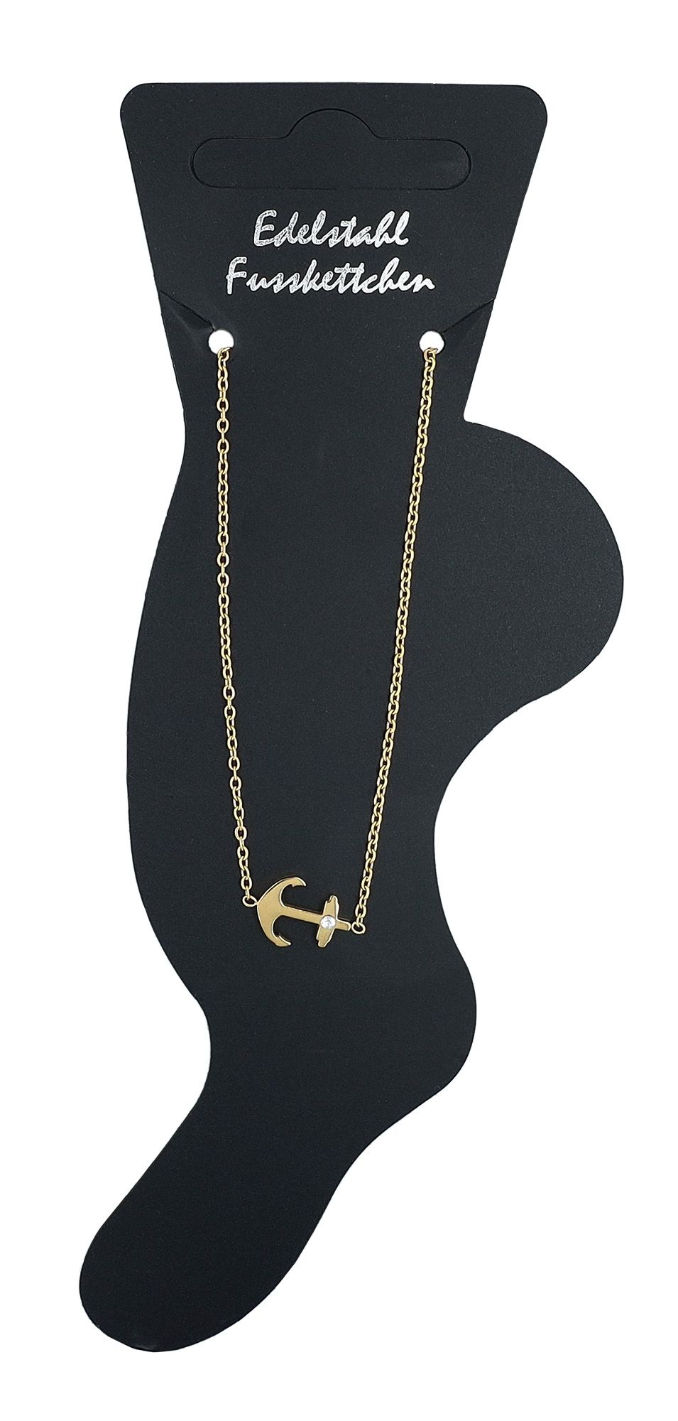 Akzent Fußkettchen "Vega" mit Anker, Edelstahl, 21+5 cm, goldfarben