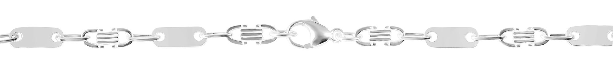 "Bellamy" 925/- Echt Silber Plattenkette, weiß, 60 cm/ 6 mm
