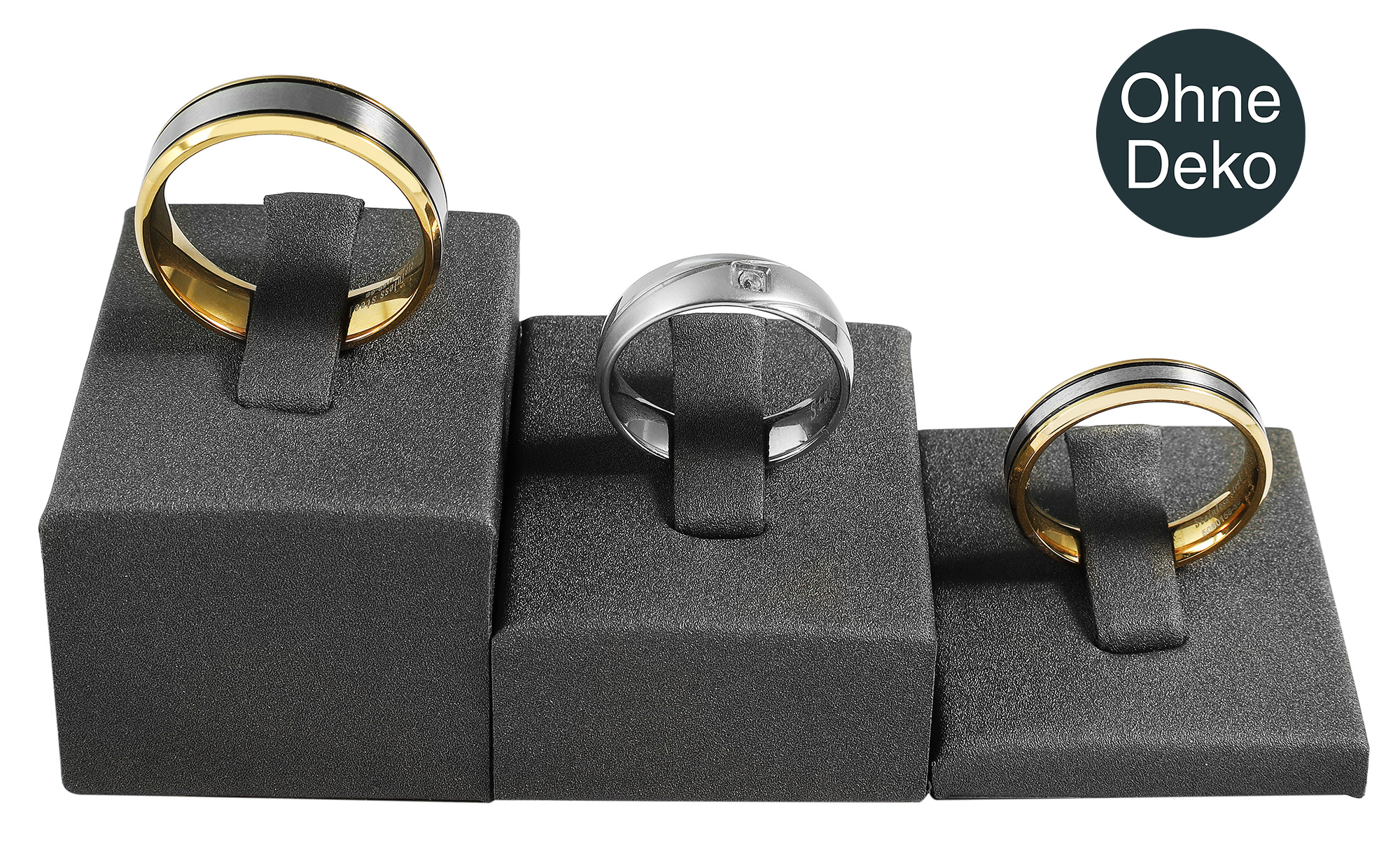 3er Set Ringaufsteller (Dekoserie Soft), PU-bezogen, grau