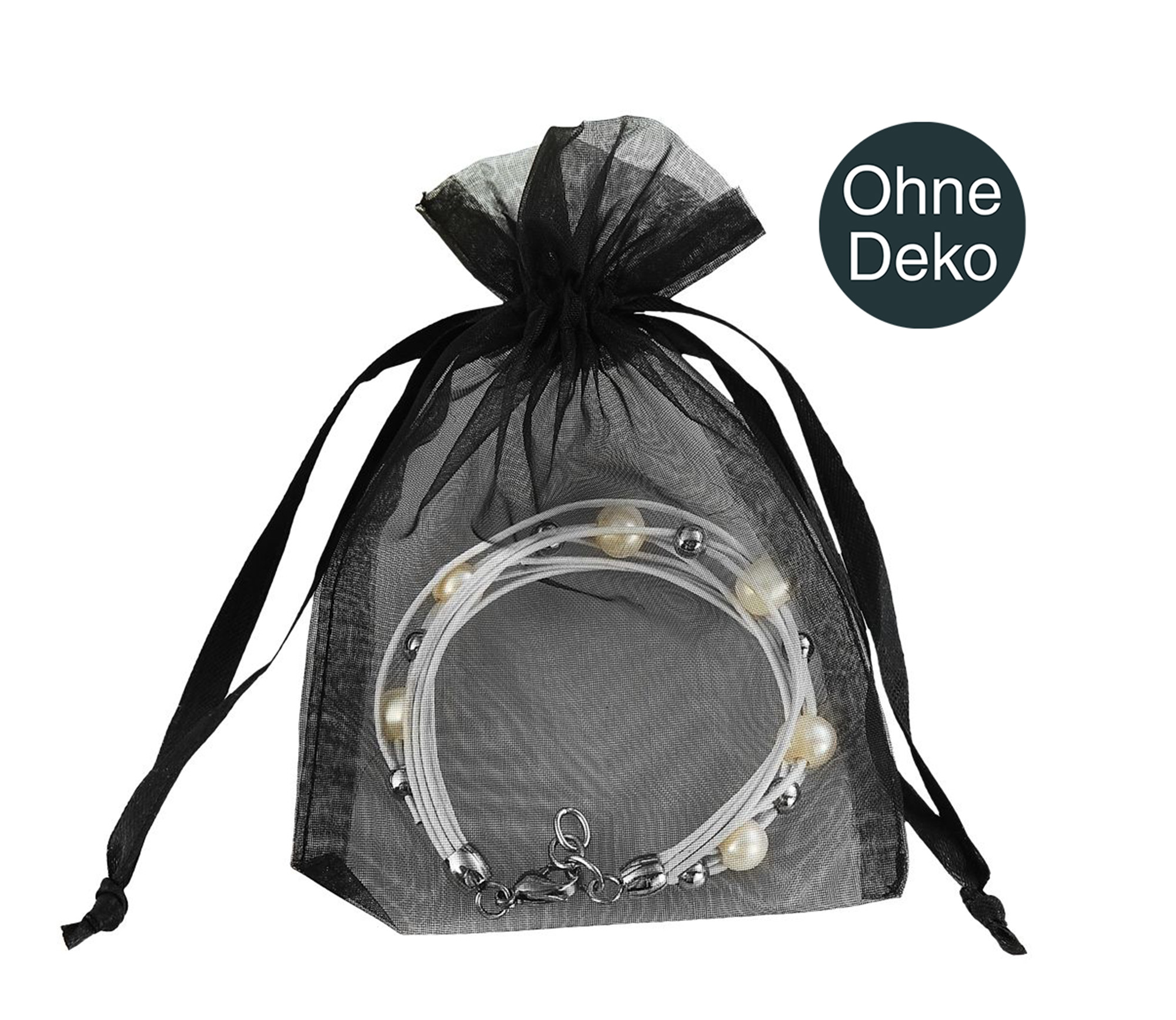 50er-Set Organza-Schmuckbeutel (10 x 15 cm), schwarz