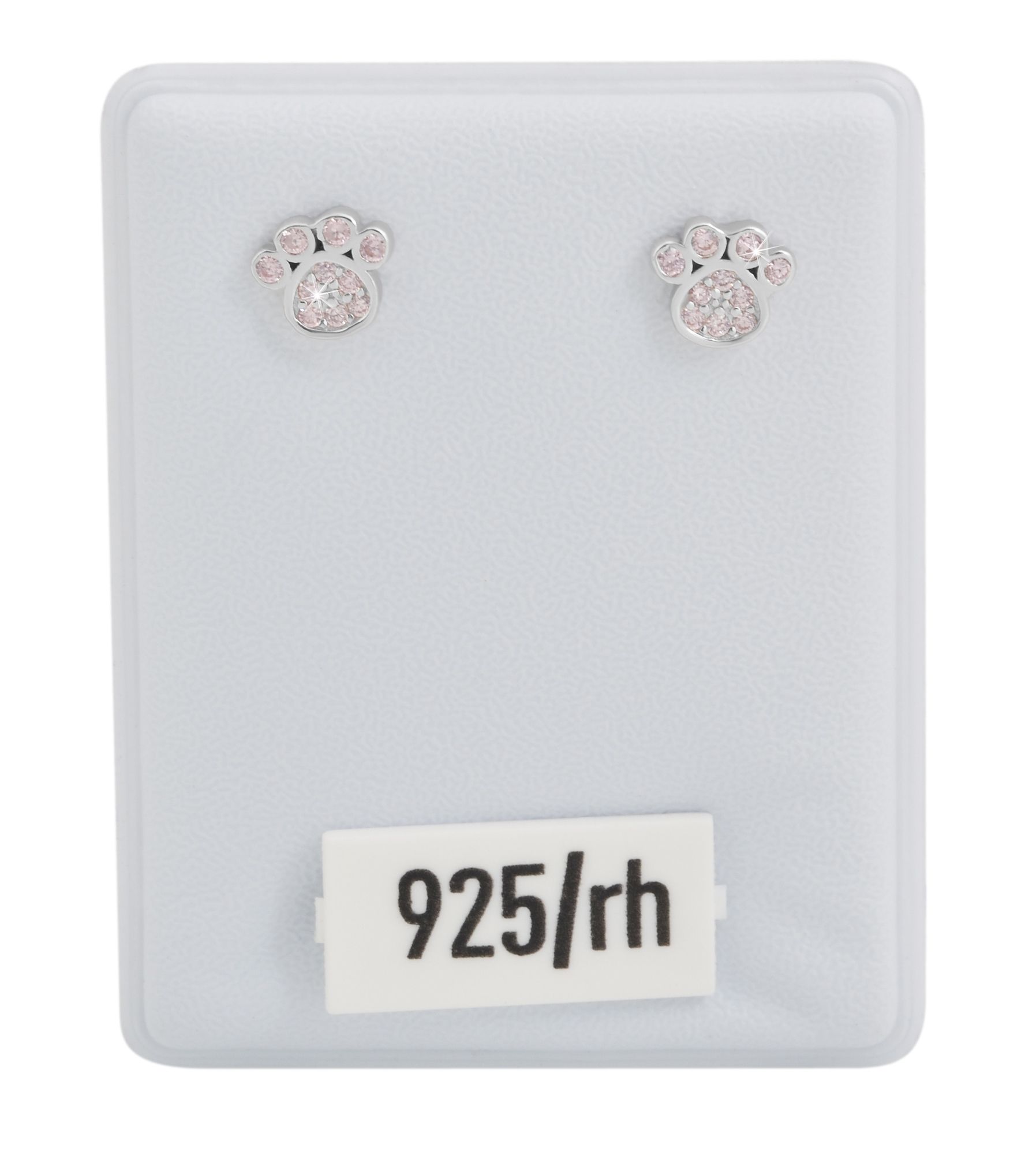 "Samtpfötchen Dorina" 925/rh Echt Silber, Kinder Ohrstecker - Pfoten, Zirkonia rosa, rhodiniert