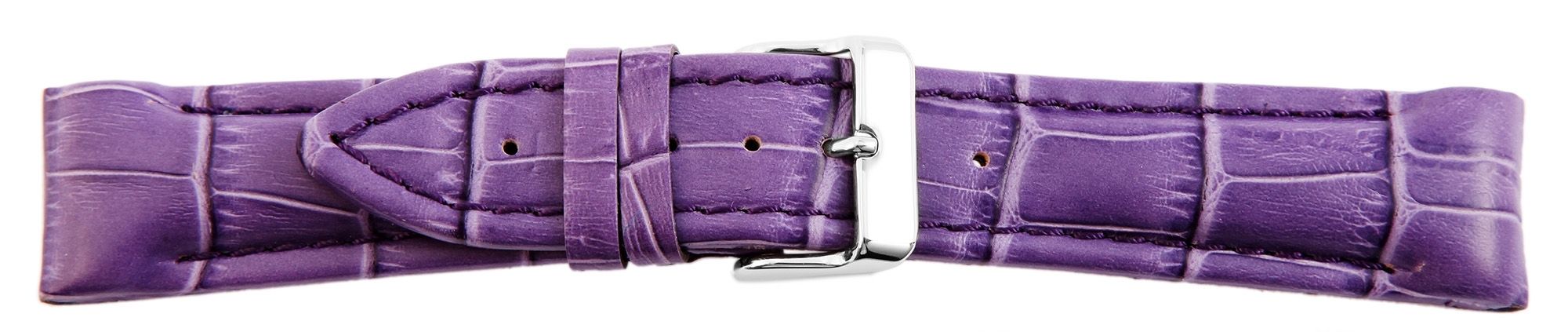 Echtleder-Uhrenarmband, lila, Krokooptik, 22 mm