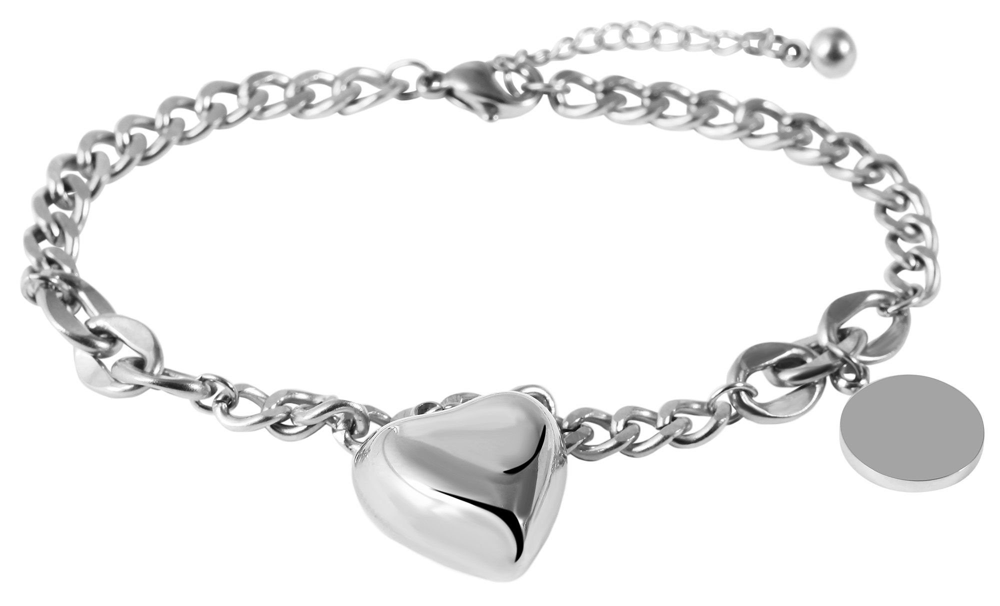 Akzent Armband mit Anhänger aus Edelstahl, gravurfähig, silberfarben