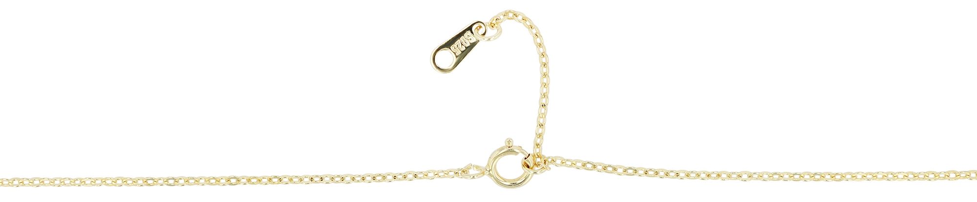 925/- Echt Silber Kette mit Anhänger "Fabi" mit Zirkonia, vergoldet, 39 + 4 cm