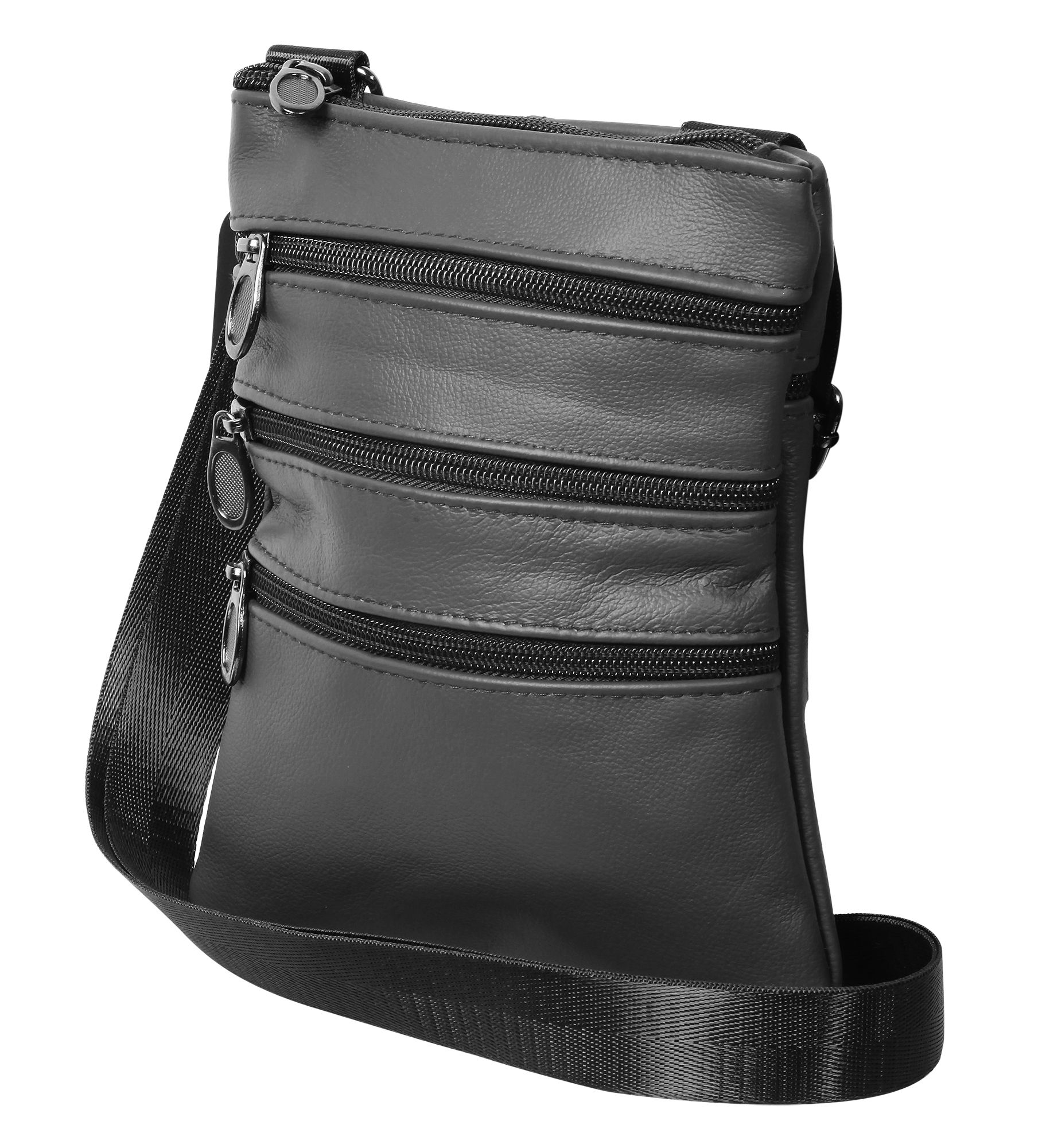 Umhängetasche aus Echtleder, Unisex, schwarz