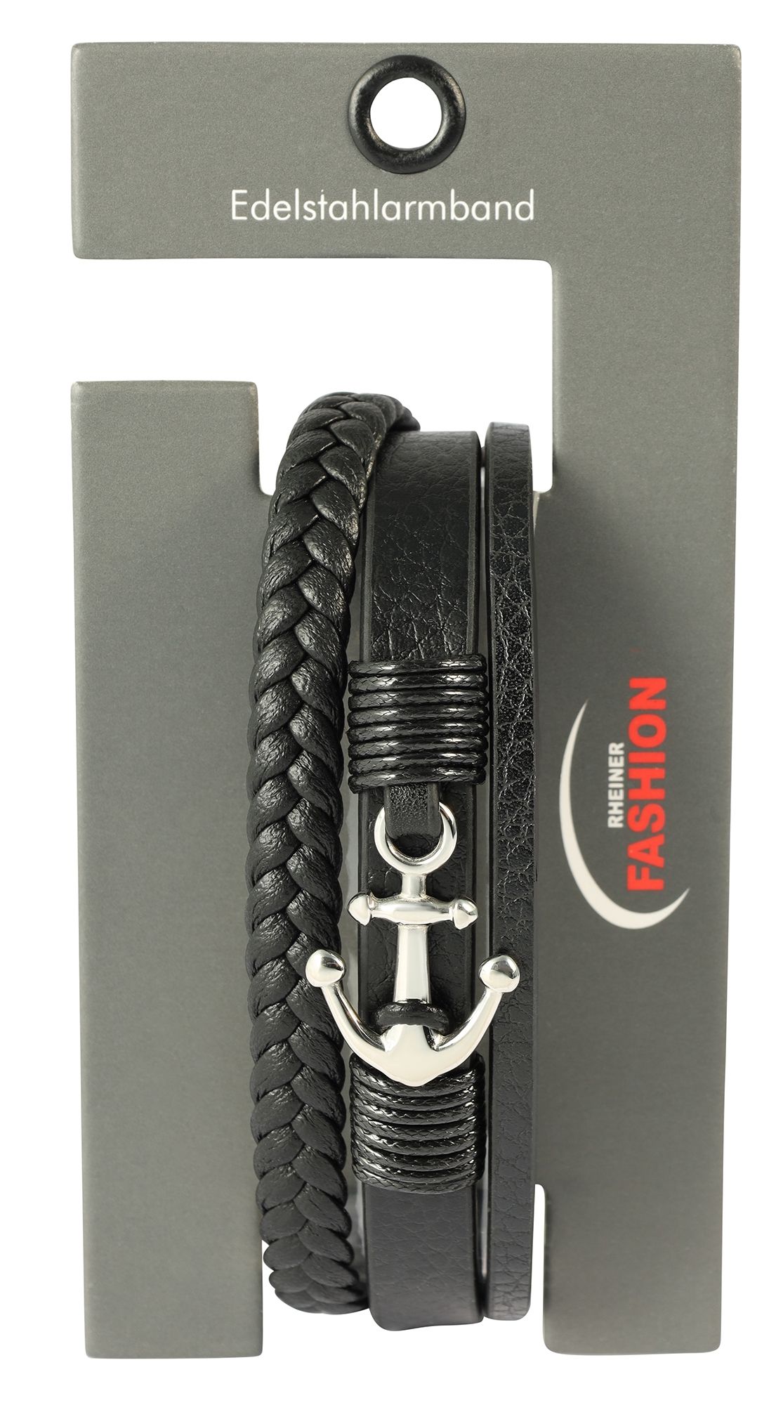 "Arne" - 17cm, Armband aus Lederimitat, Anker, 4-VE