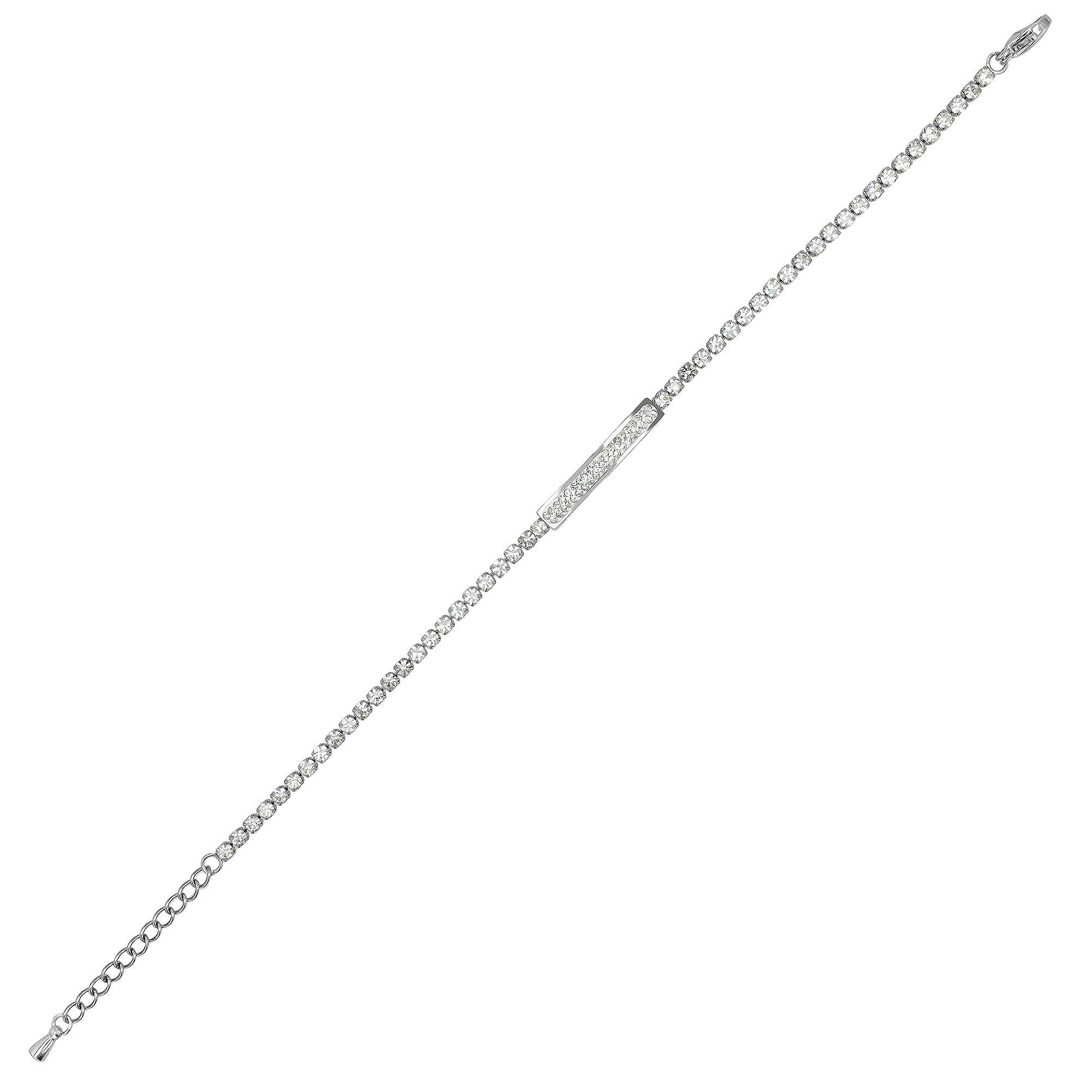 "Juna" Tennisarmband mit Vollbesetzte ID-Platte, 18,5 + 4 cm
