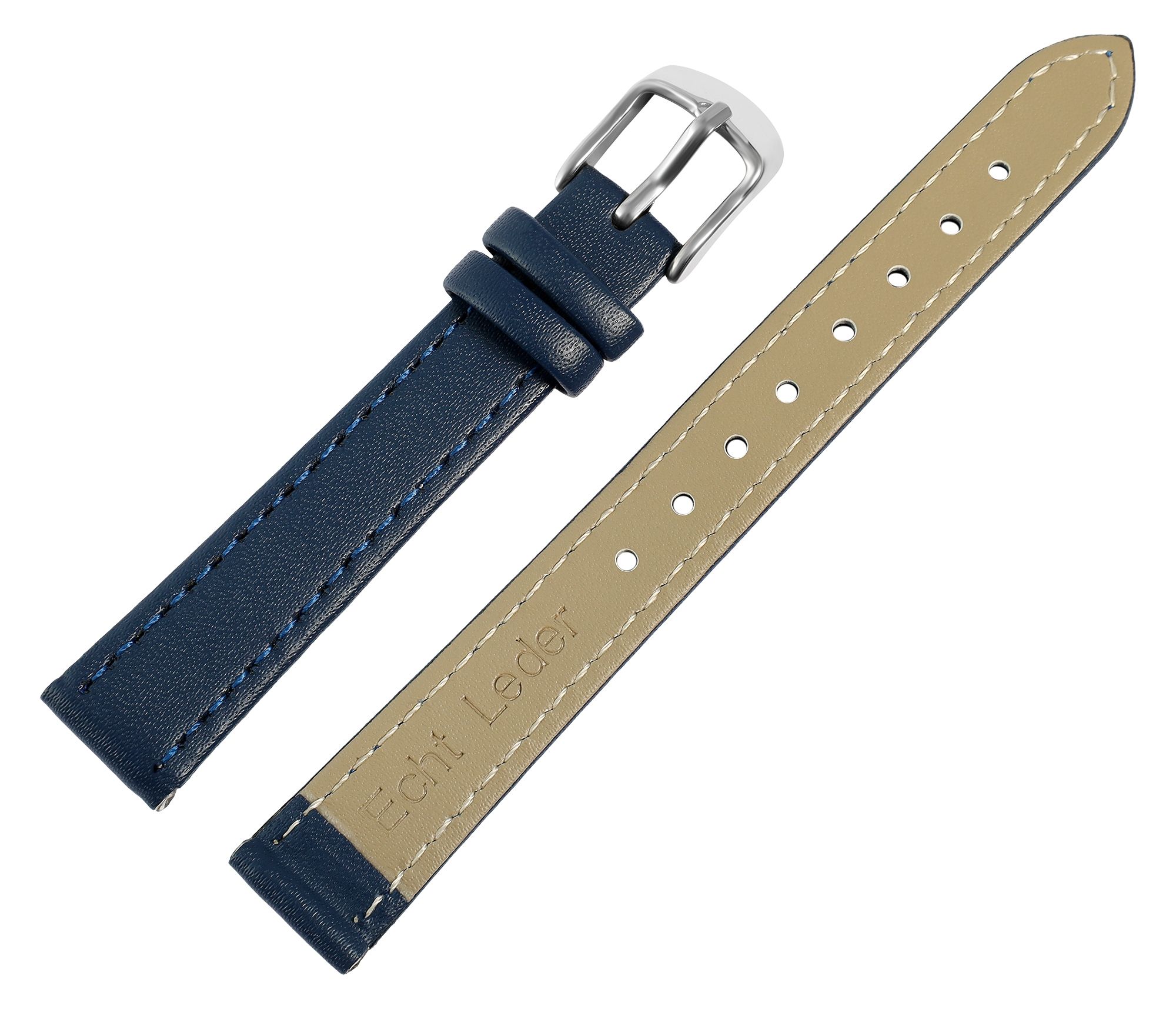 Echtleder-Uhrenarmband, dunkelblau, 16 mm