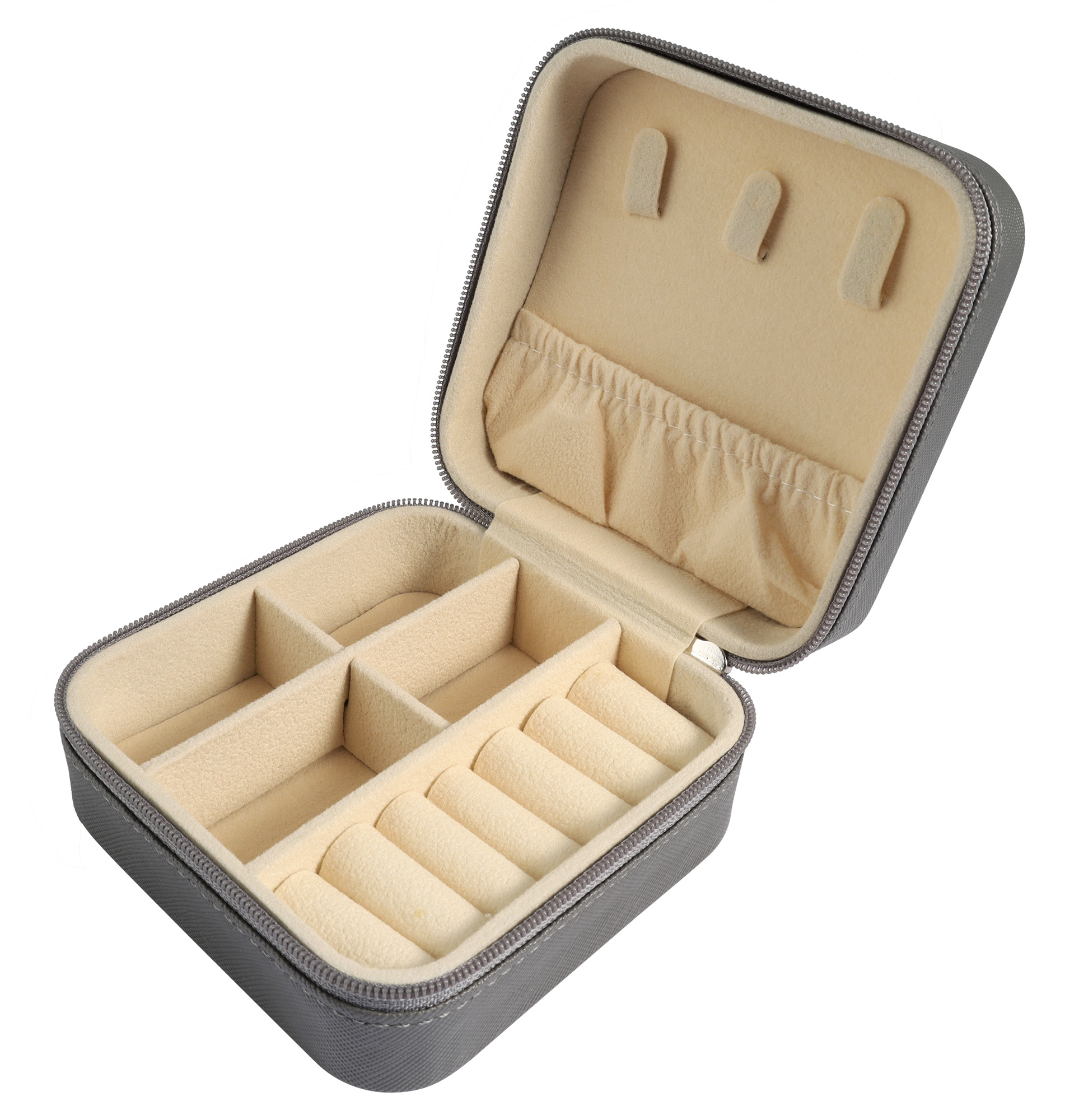Aufbewahrungsbox für Schmuck/ Schmuck-Etui, 10 x 10 cm, grau