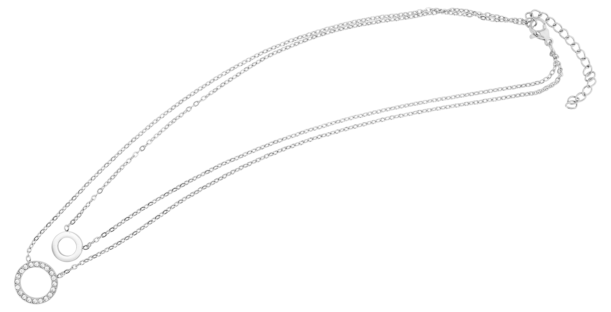 "Ronia" Layering Edelstahlkette, 36cm und 40 + 5cm mit Anhänger, silberfarben