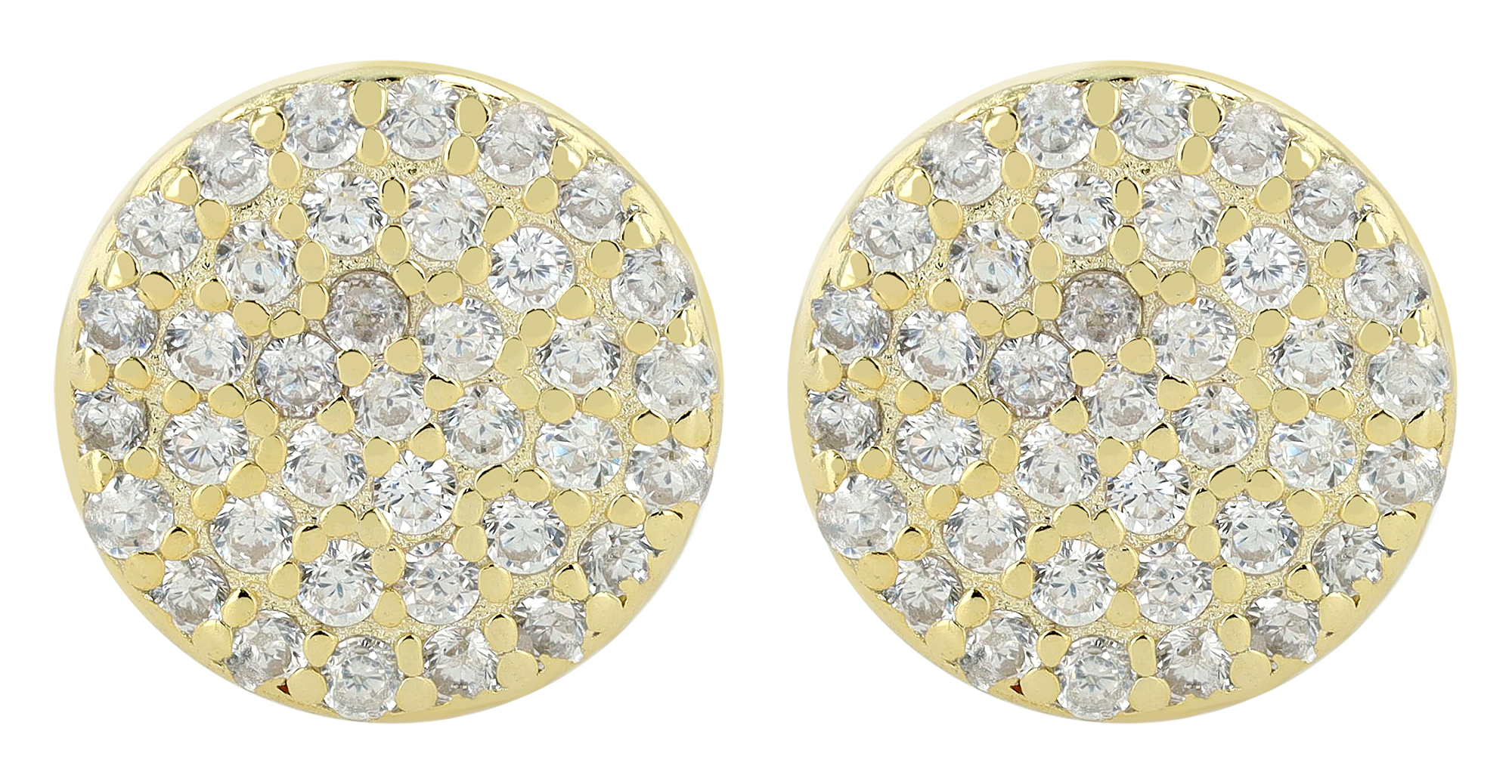 "Candela" 925/- Echt Silber Ohrstecker - Plättchen 8 mm, Zirkonia, vergoldet