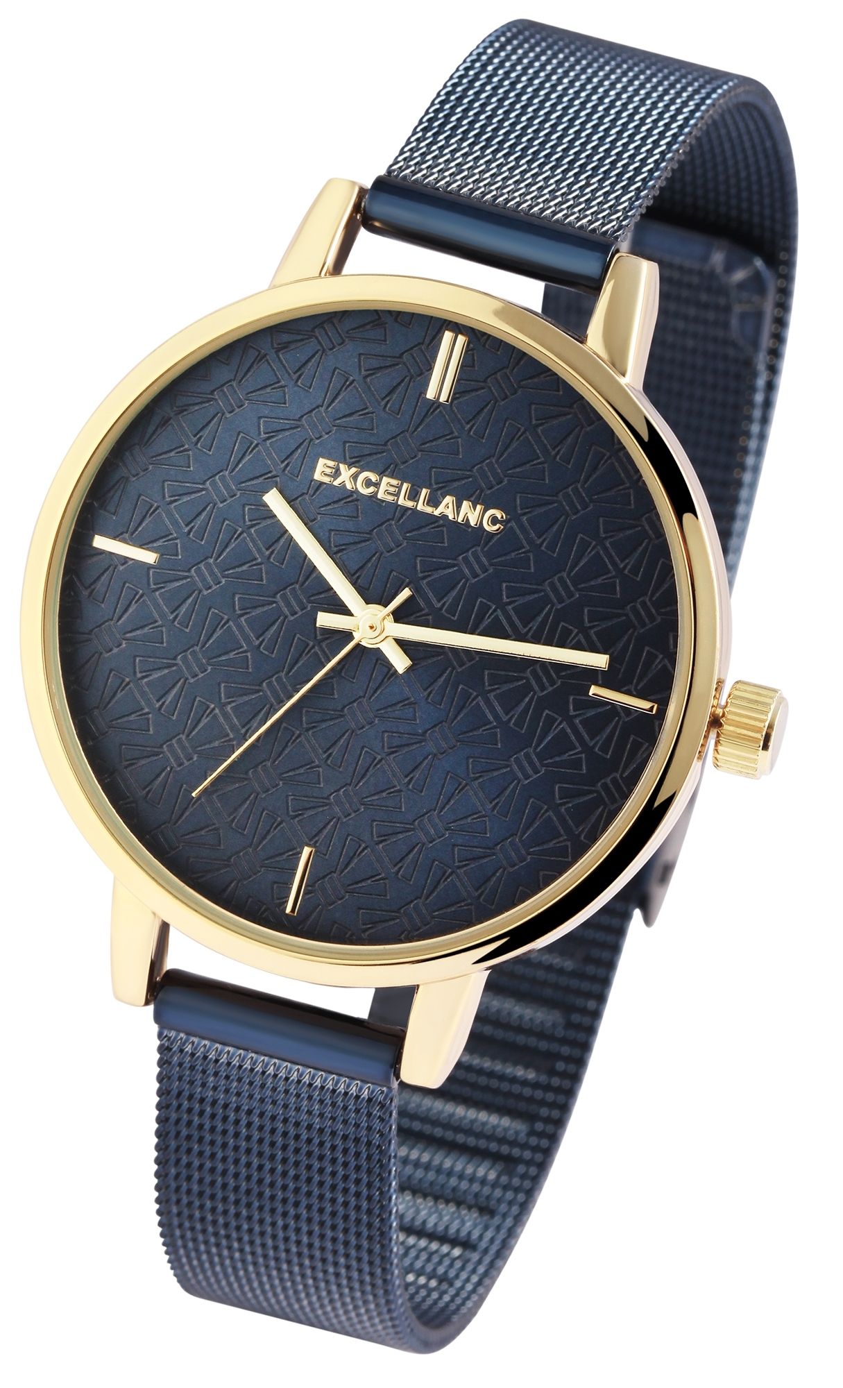 Excellanc Damenuhr mit Edelstahl Mesh Band in dunkelblau