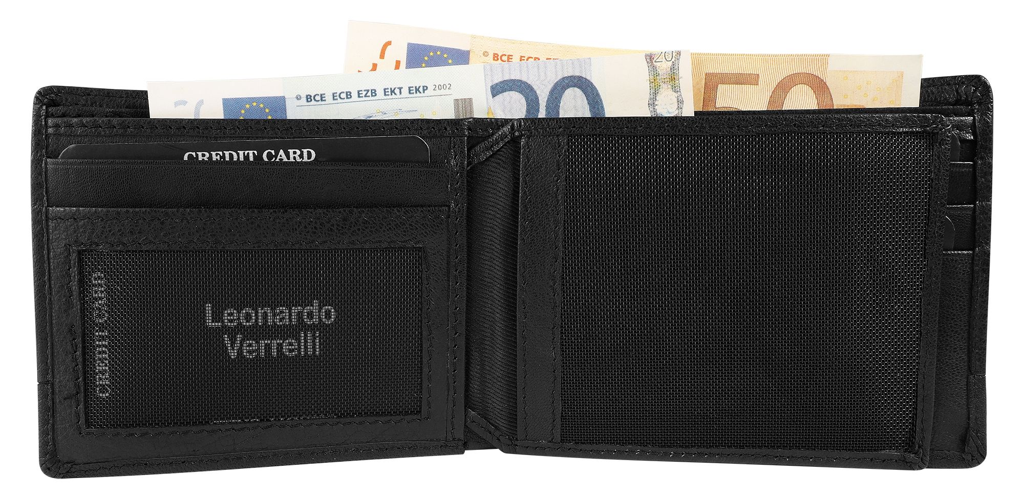 Leonardo Verrelli Geldbörse aus Leder, RFID, inkl. Box, schwarz
