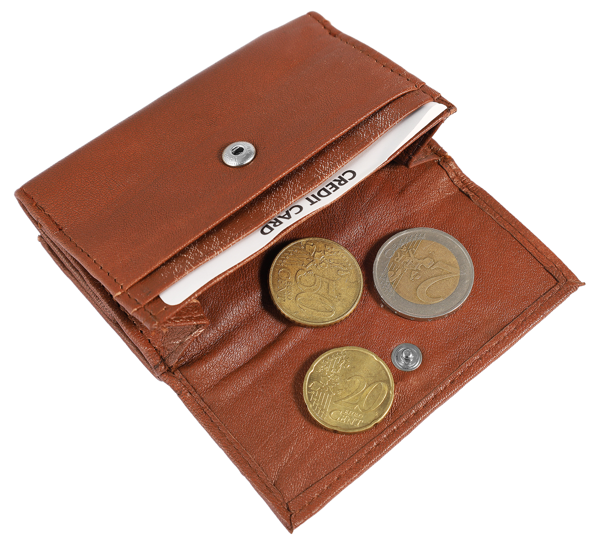 Excellanc Mini-Geldbörse aus Echtleder in braun