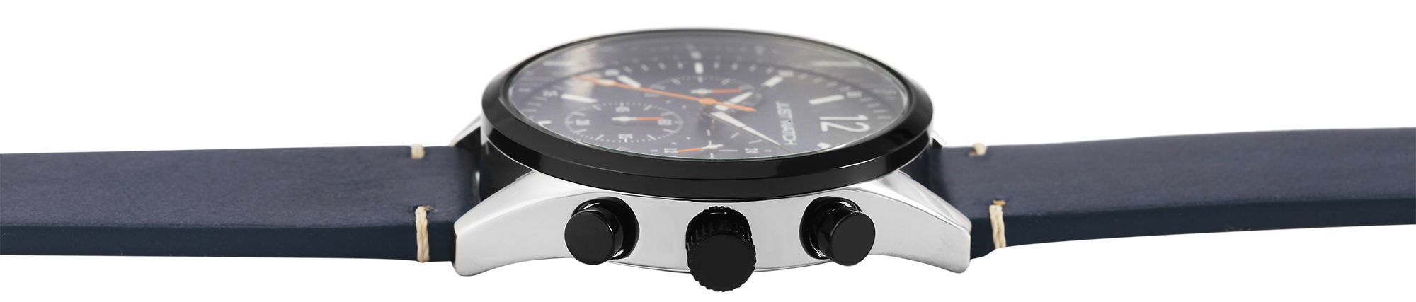 Just Watch Herrenchronograph "Theodor" mit Echtlederarmband, dunkelblau/silberfarben