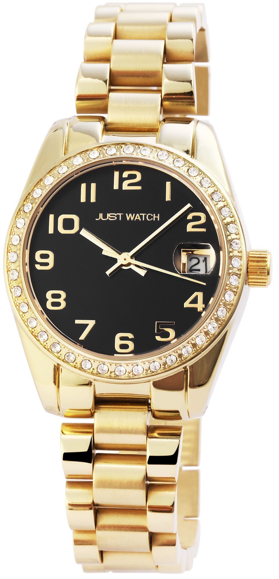 Just Watch Damenuhr "Emmi", Edelstahlband, Ø 33 mm, goldfarben/schwarz