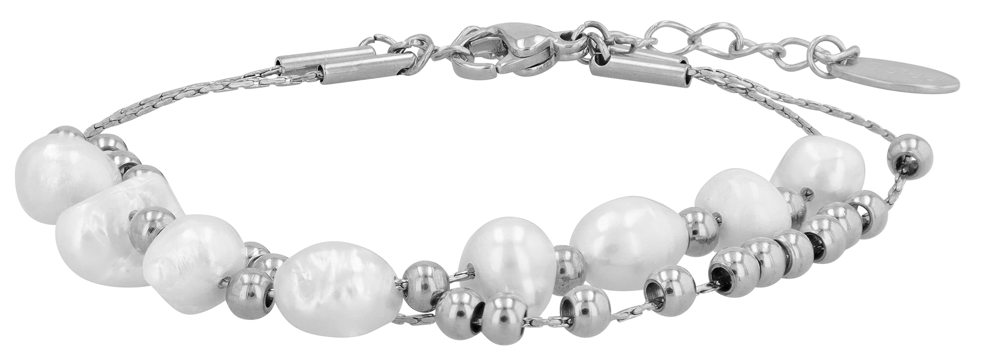 "Arabella" Edelstahl, Doppelarmband-Armband, 17 + 5 cm, silberfarben