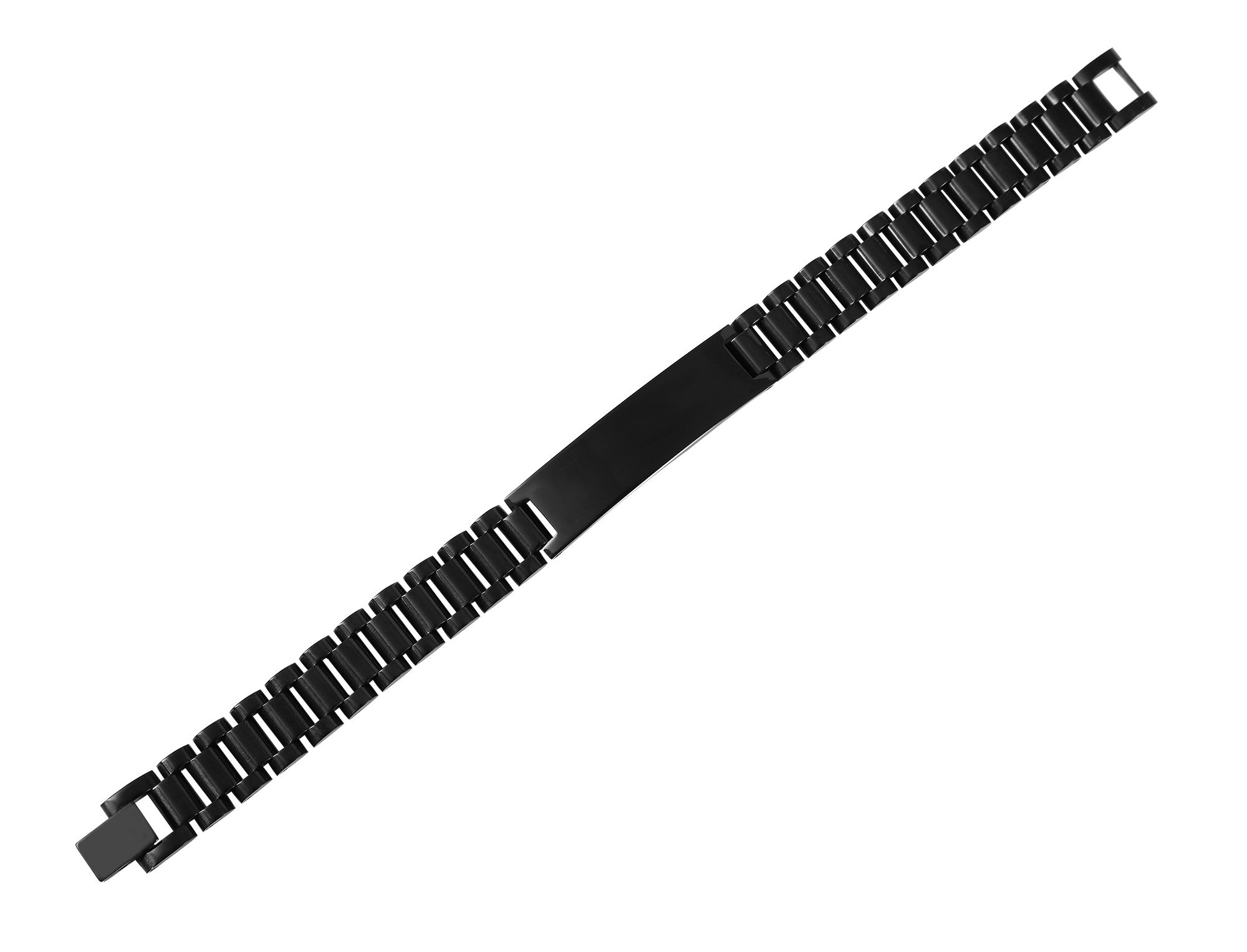 "Eirian" Akzent Armband mit Gravurplatte, Edelstahl, schwarz