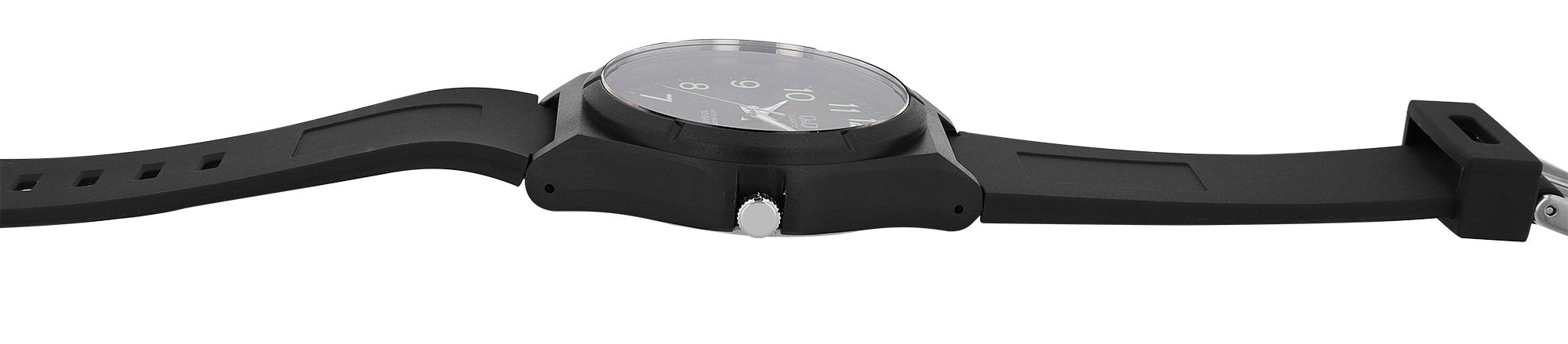 Q&Q Herrenuhr mit Resinband, Ø 43 mm, schwarz/ schwarz