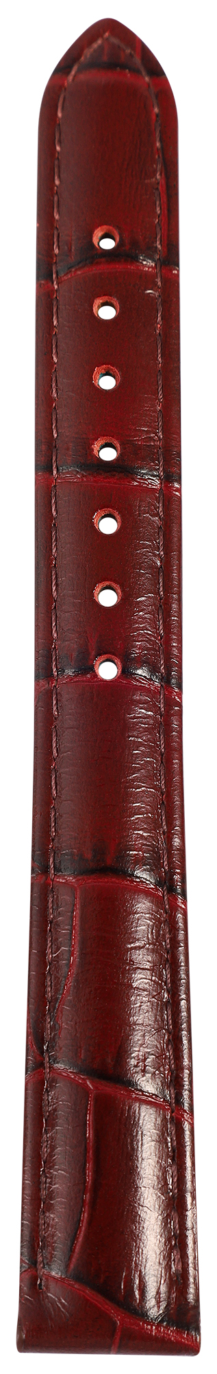Uhrenarmband aus Echt Leder, Kroko-Optik, bordeauxrot, 14 mm