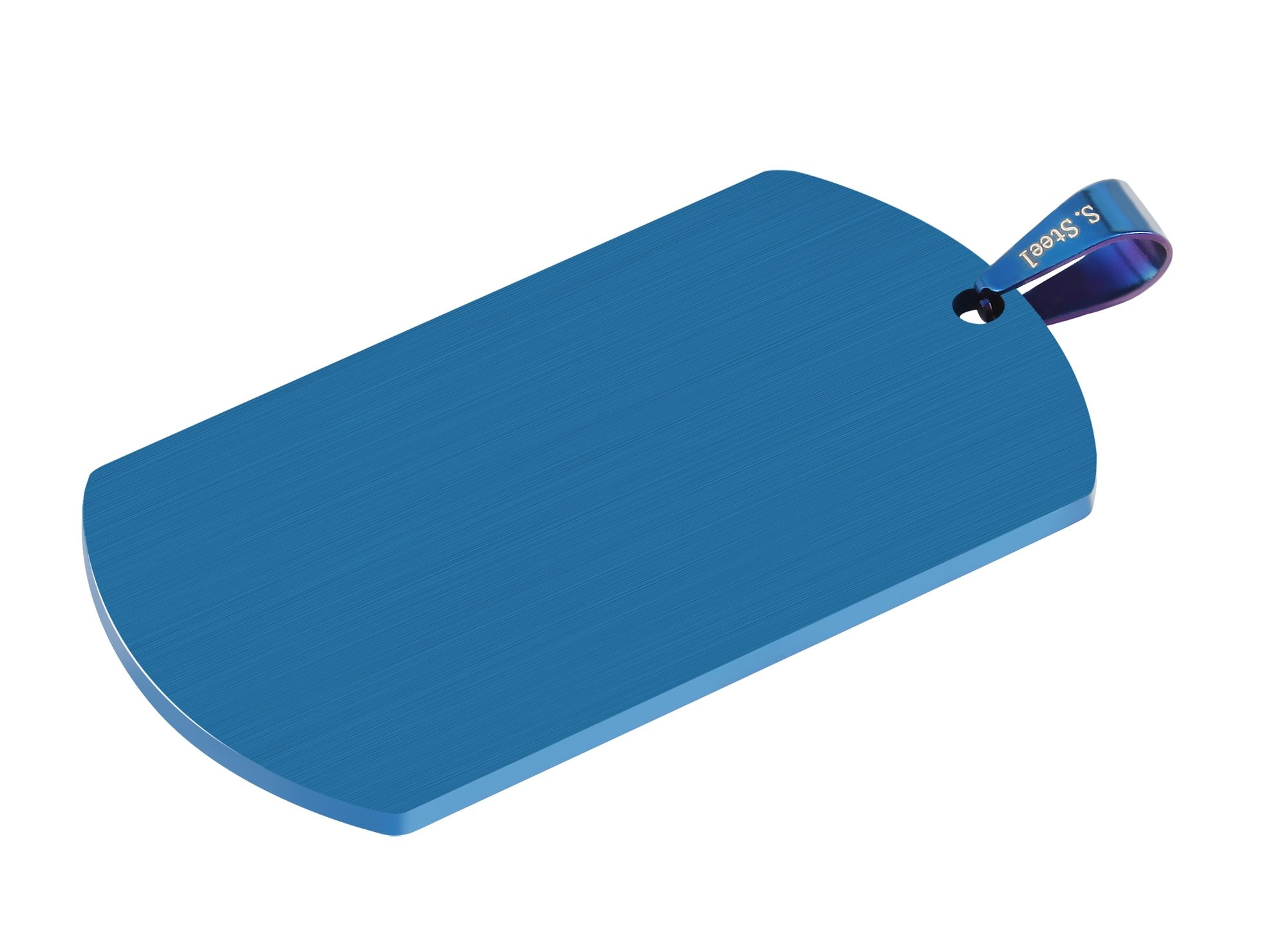 "Asha" Akzent Edelstahl Gravuranhänger/ Dog Tag, 50 x 29 mm, blau