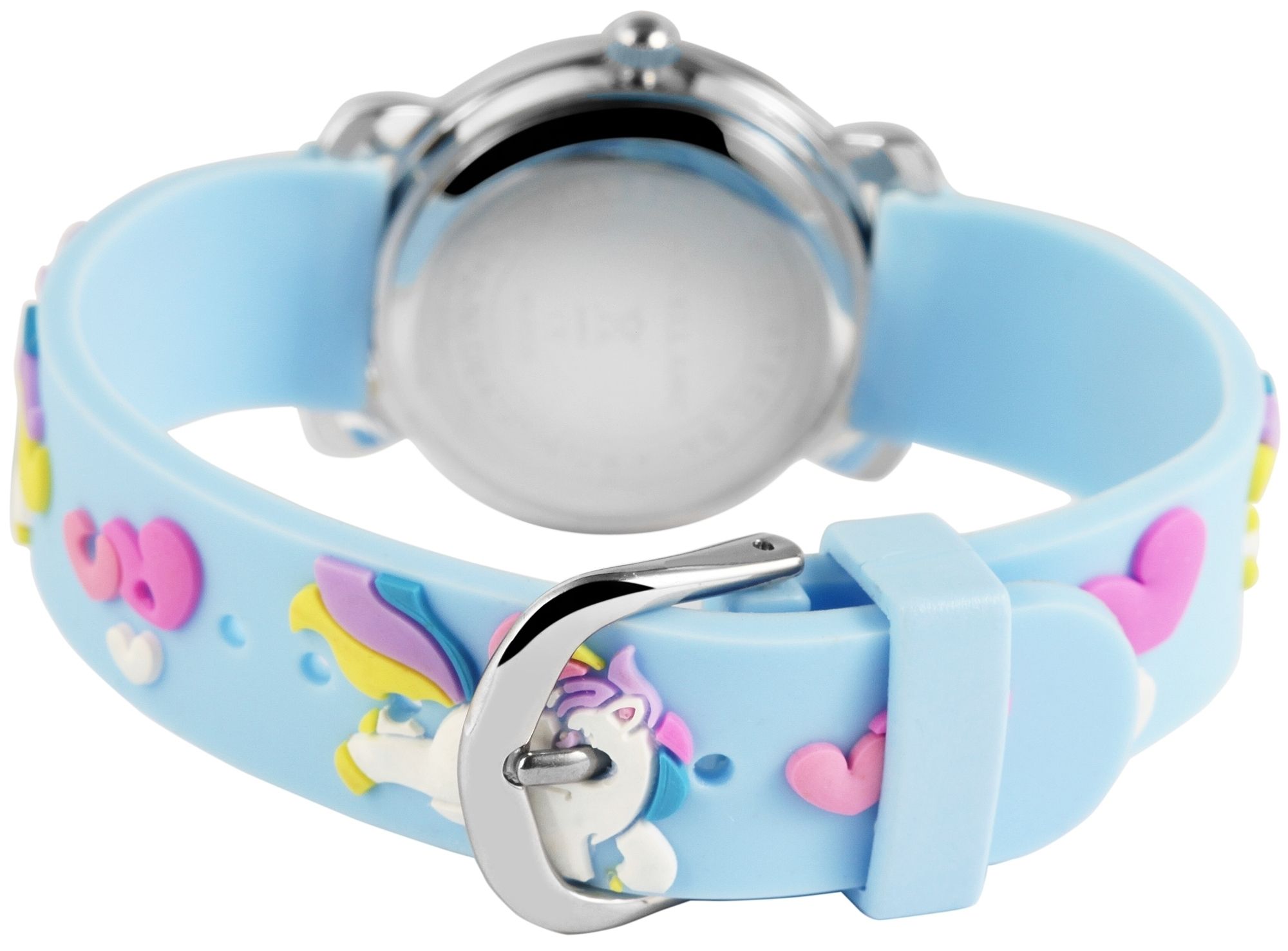 Excellanc Kinderarmbanduhr, Silikonarmband, silberfarben/hellblau
