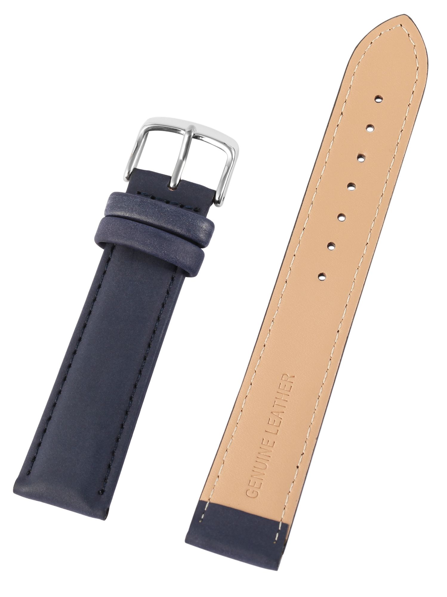 Echtleder Uhrenarmband, dunkelblau, 18 mm