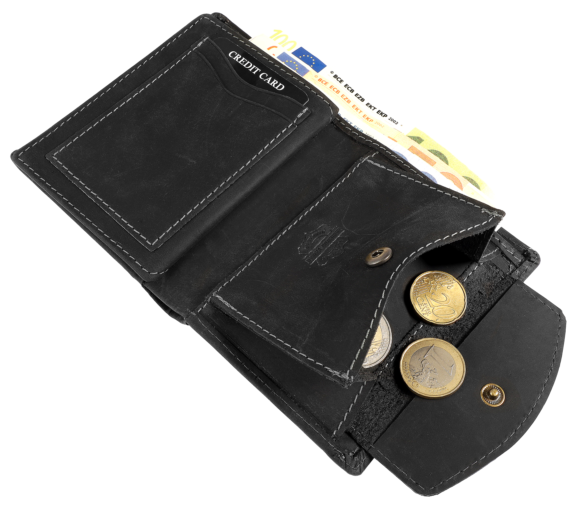 Leonardo Verrelli, Herren Echtleder Geldbörse, vintage, RFID, hoch, schwarz