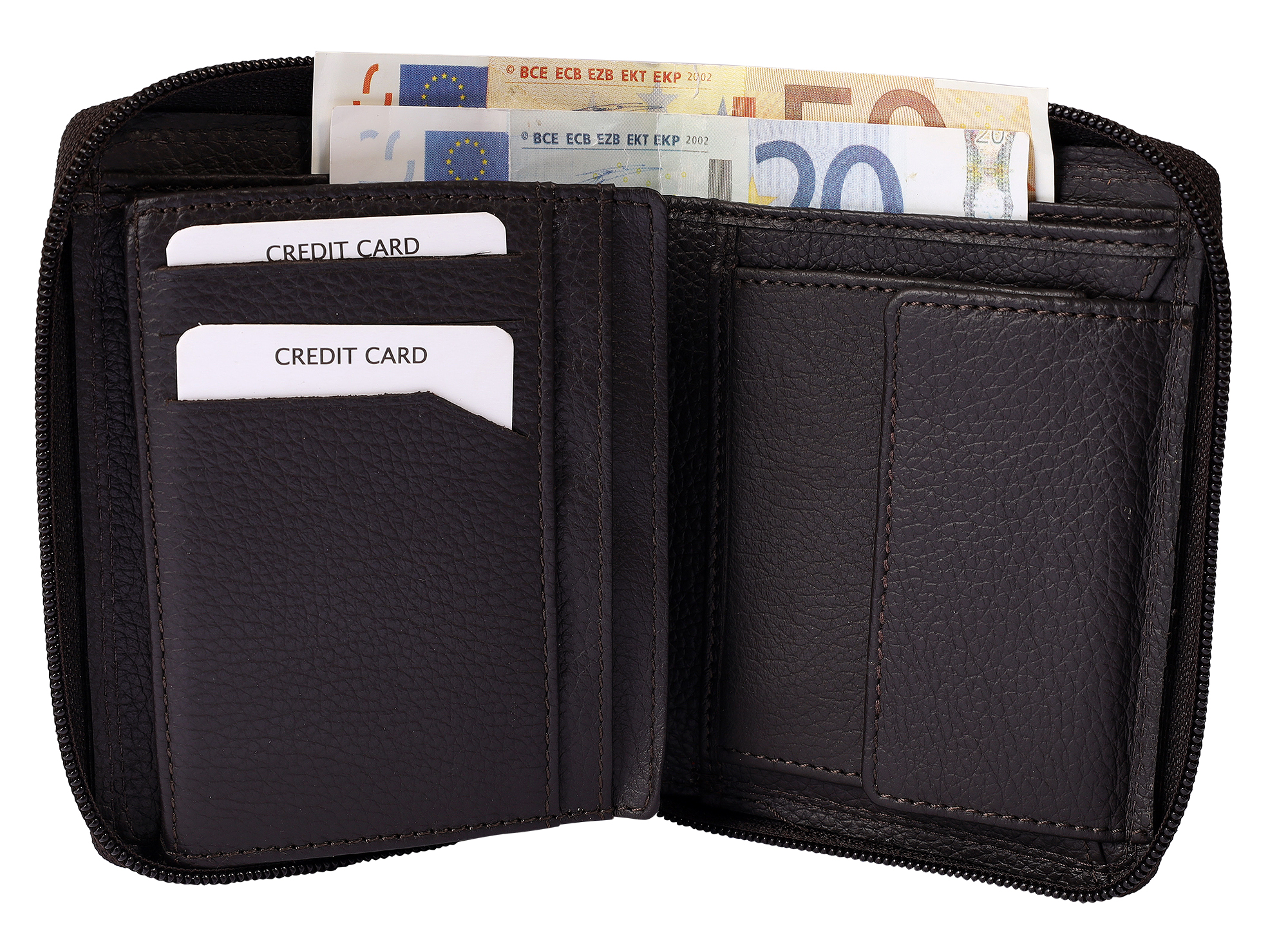 Excellanc Damen Geldbörse aus Echtleder (Nappa), RFID, Hochformat, braun