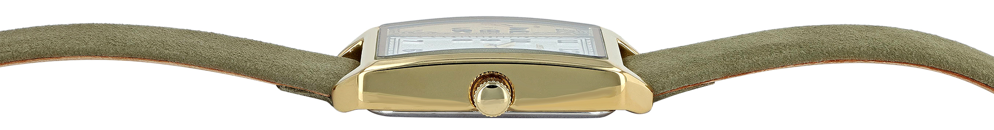 JUST WATCH Damenuhr "Mireya" mit Echtlederband, eckiges Design, khaki/ goldfarben