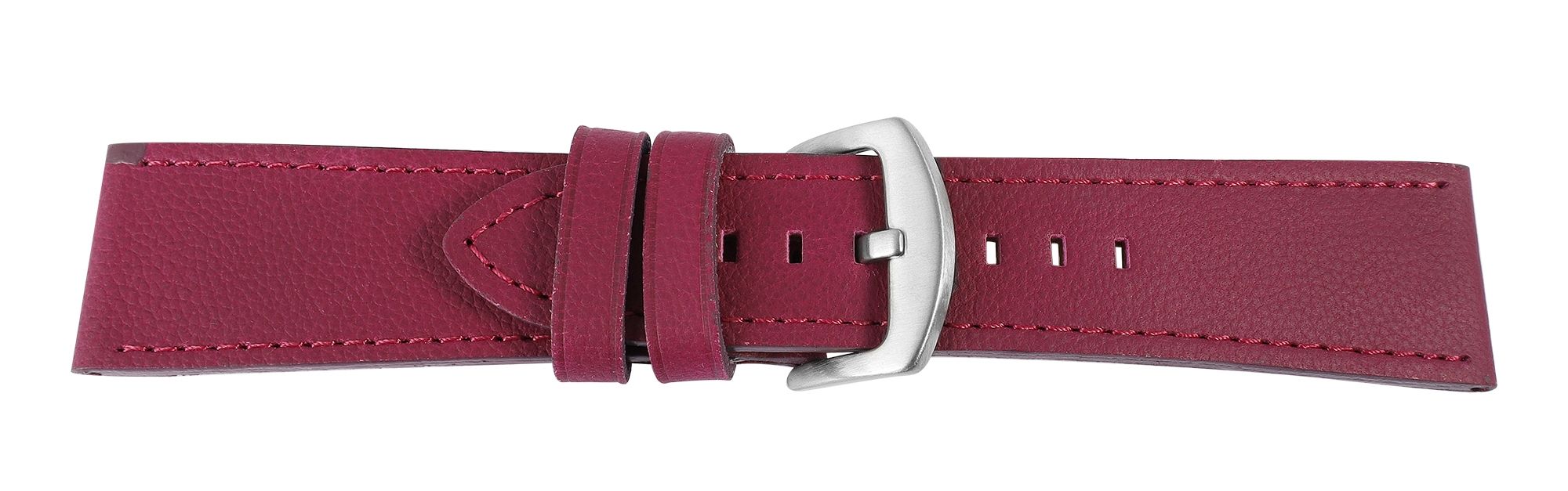 Echtleder-Uhrenarmband "super-soft", fuchsia-pink, Naht, 22 mm