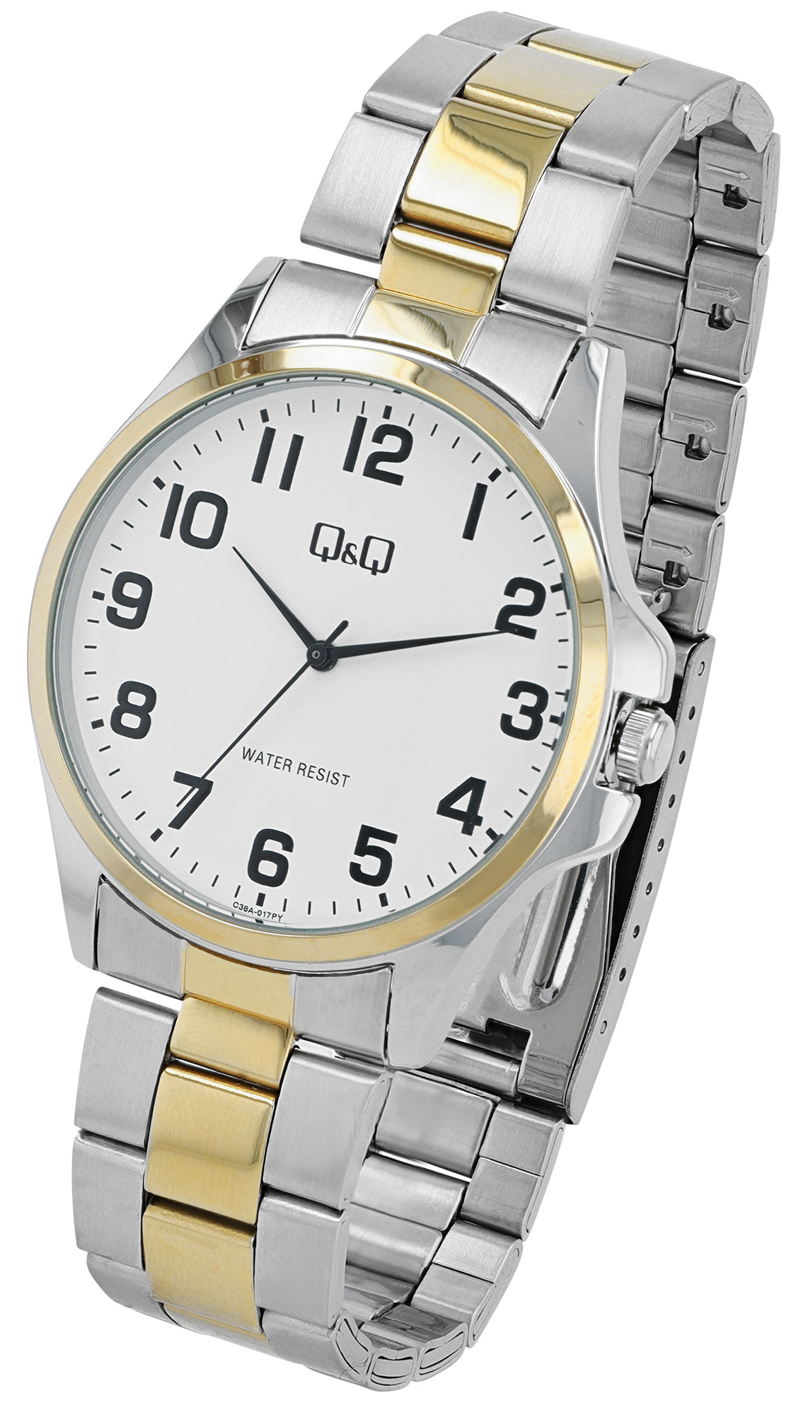 Q&Q Herrenuhr, Edelstahlband, Ø 40 mm, bicolor (silberfarben/ goldfarben)