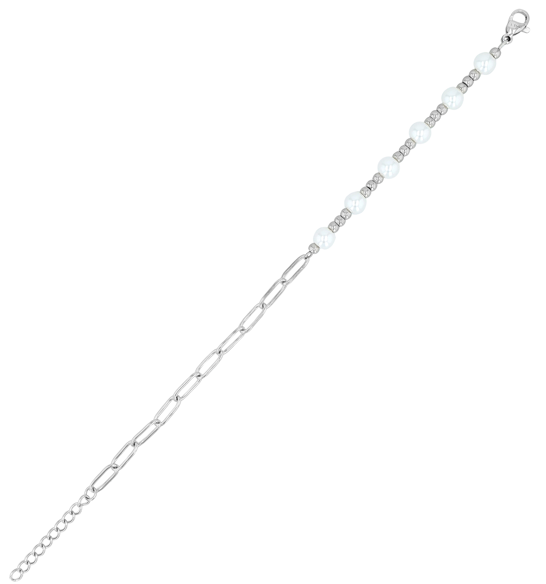 "Manjula" Mix Armband Edelstahl/ Glasperlen, 17+3 cm, silberfarben