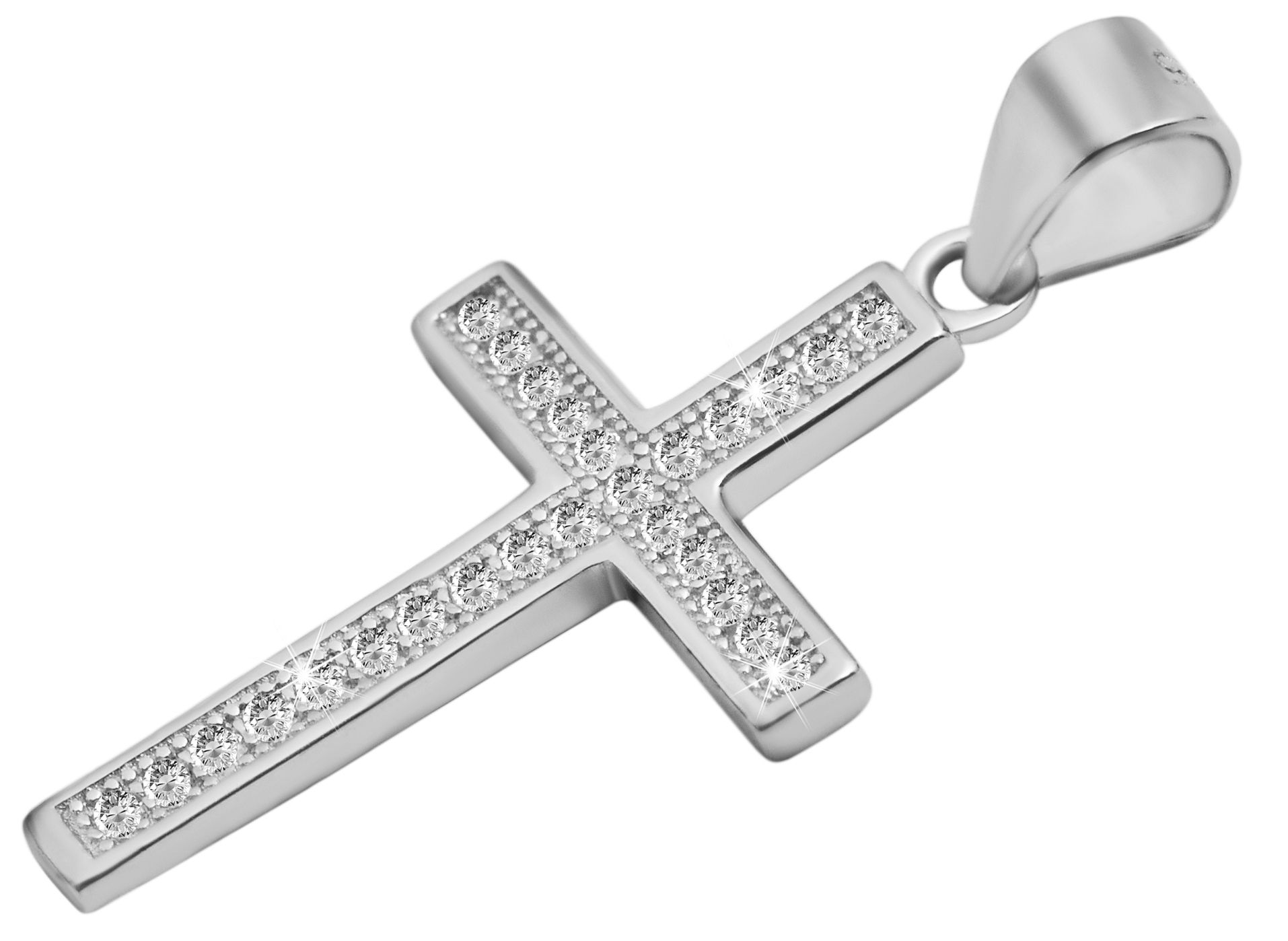 "Sepideh" 925/- Echt Silber Anhänger (ohne Kette), Kreuz mit Zirkoniabesatz, rhodiniert