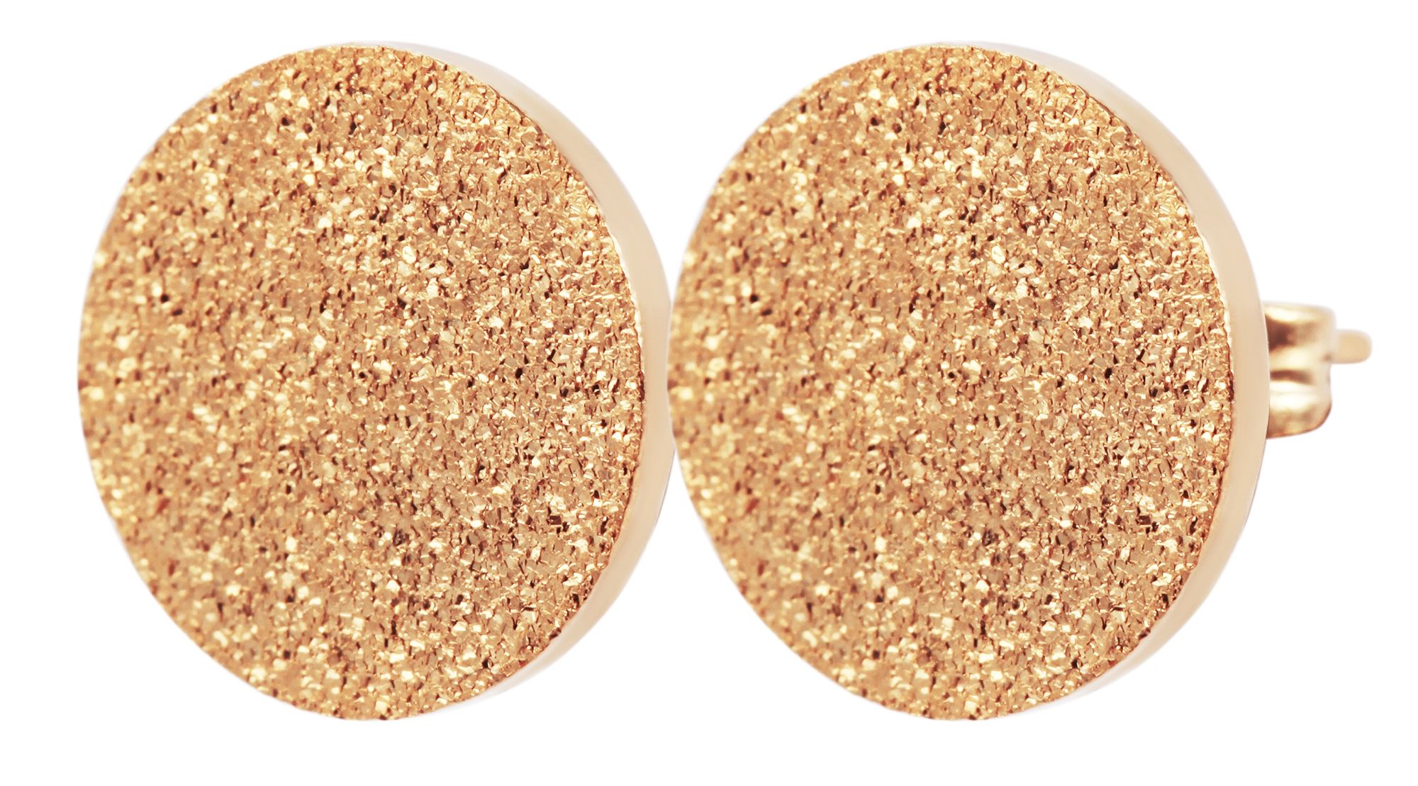 "Cameron", Edelstahl Ohrstecker - Plättchen Ø 10 mm, sandgestrahlt rosegoldfarben