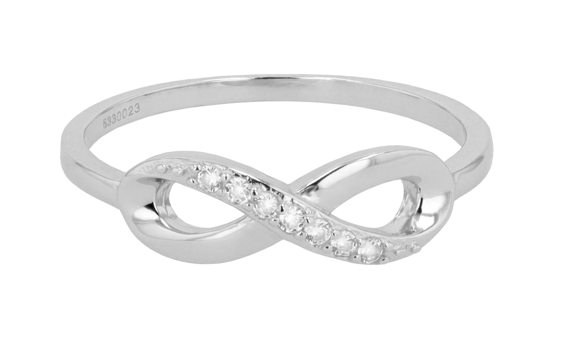 925 Echt Silber Ring, Infinity, Zirkoniabesatz, 925/rhodiniert, Gr. 54