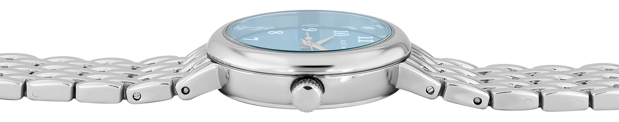 JUST WATCH Damenuhr "Akari" mit Edelstahlband, geflochten, Ø 28 mm, 5 ATM, silberfarben/türkis