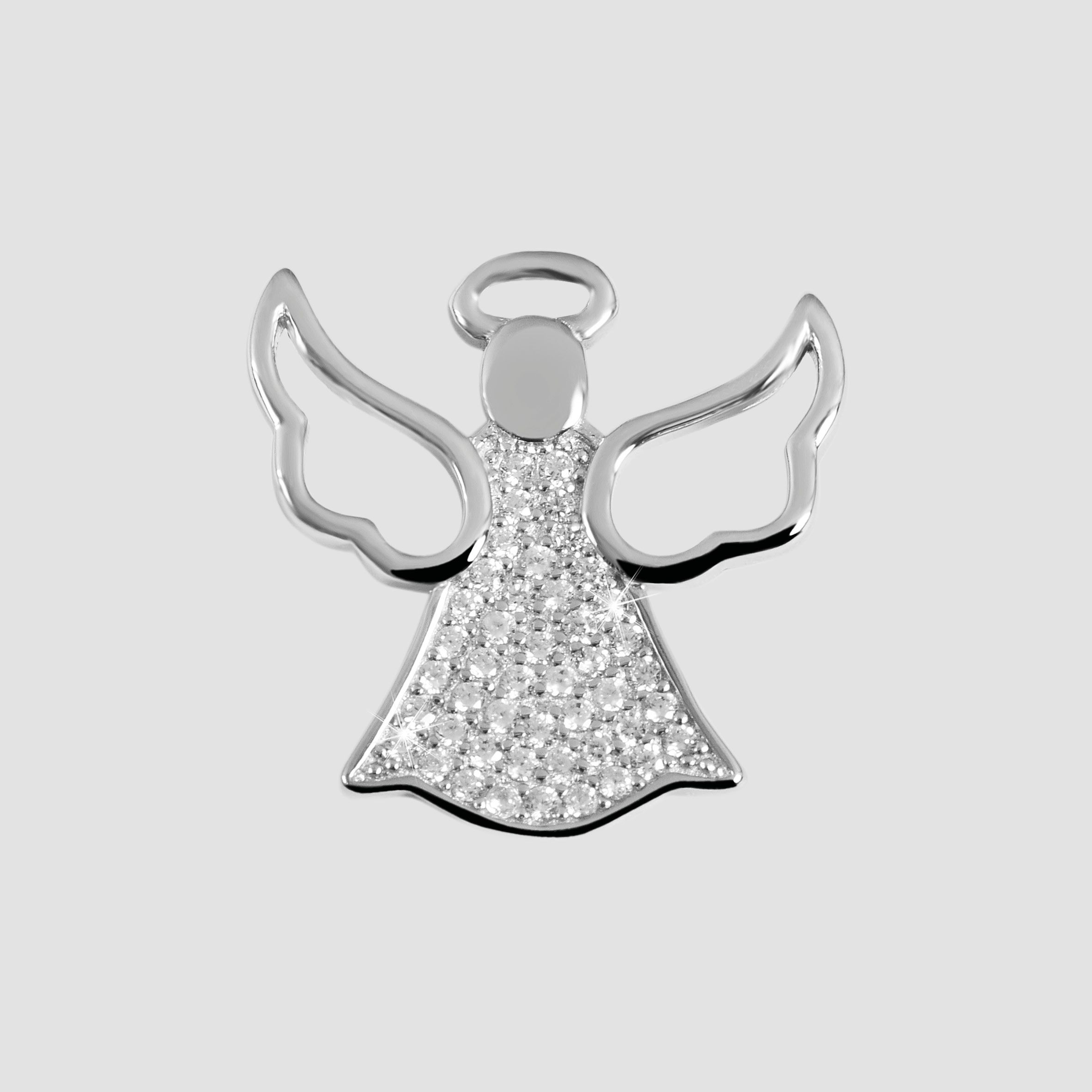 925/- Echt Silber Anhänger ohne Kette "Emeli", Schutzengel mit Zirkoniabesatz, 925/rhodiniert