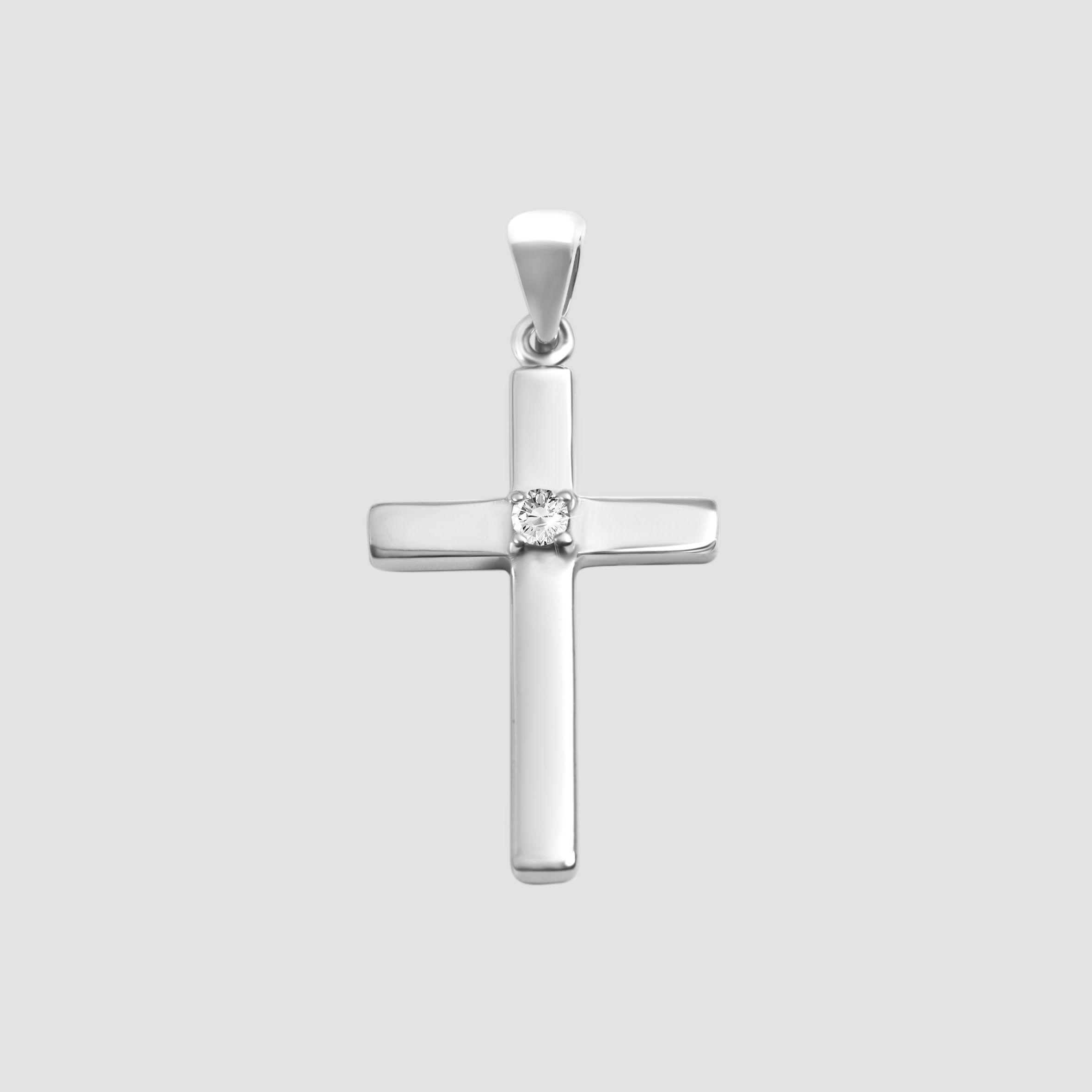 925/- Echt Silber Anhänger ohne Kette "Gisou", Kreuz mit Zirkoniastein, 925/rhodiniert