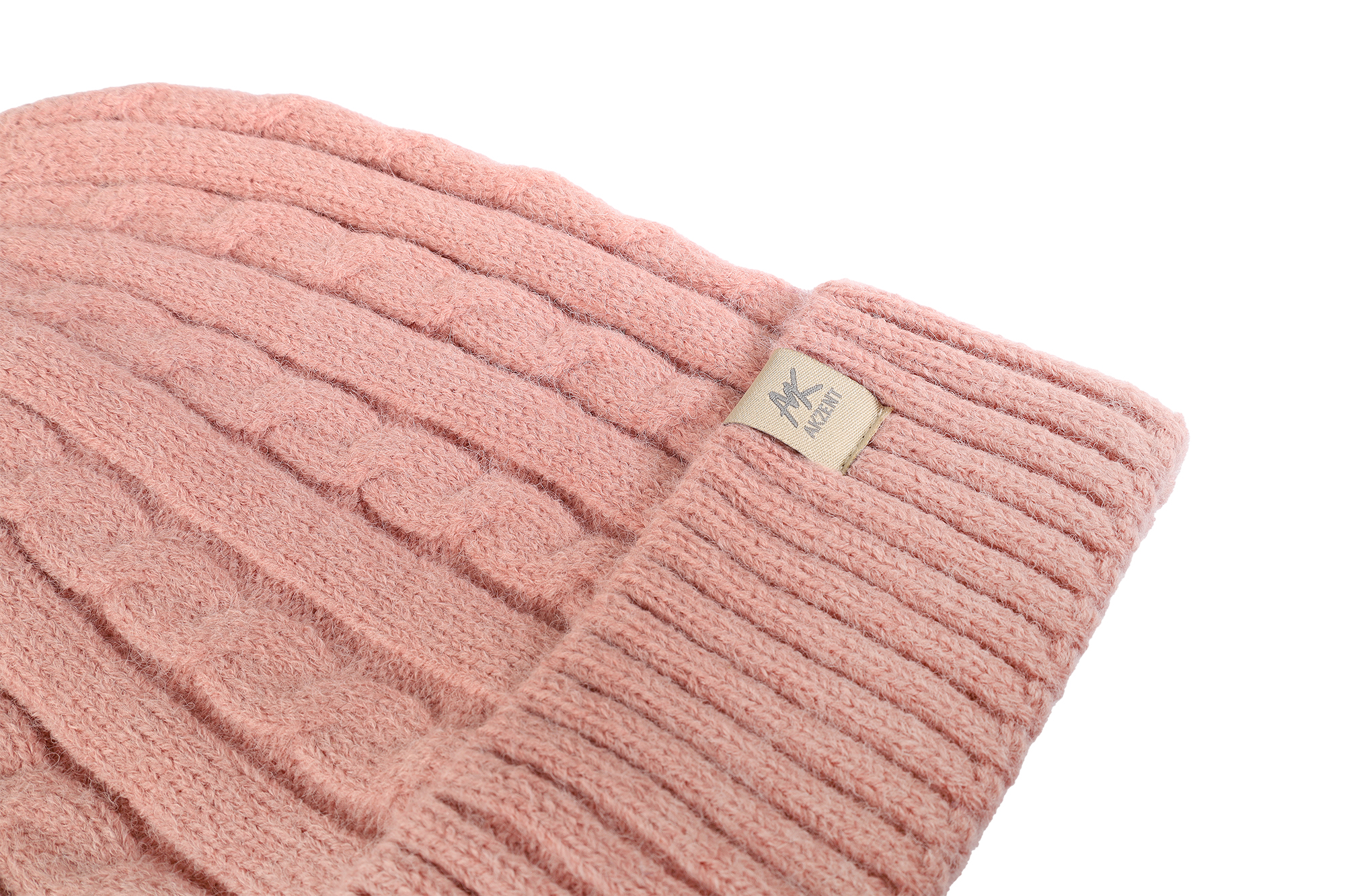 Akzent Strickmütze mit Umschlag, 100% Acryl, 4-VE, altrosa