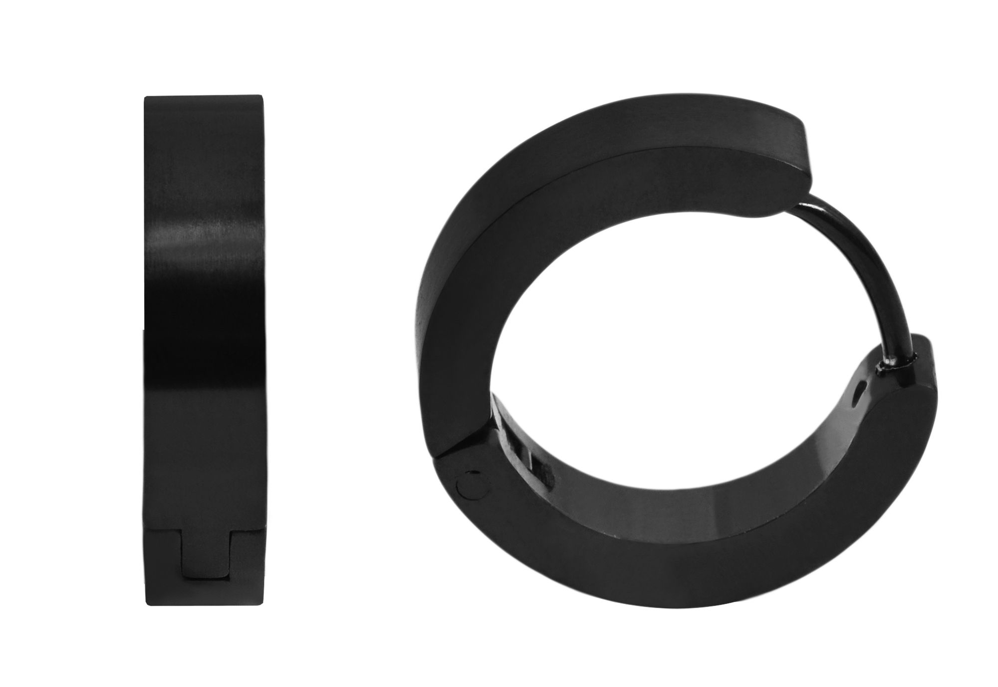 "Robyn" Akzent Edelstahl Klapp-Creolen,  Ø 12 mm/ 4 mm, schwarz