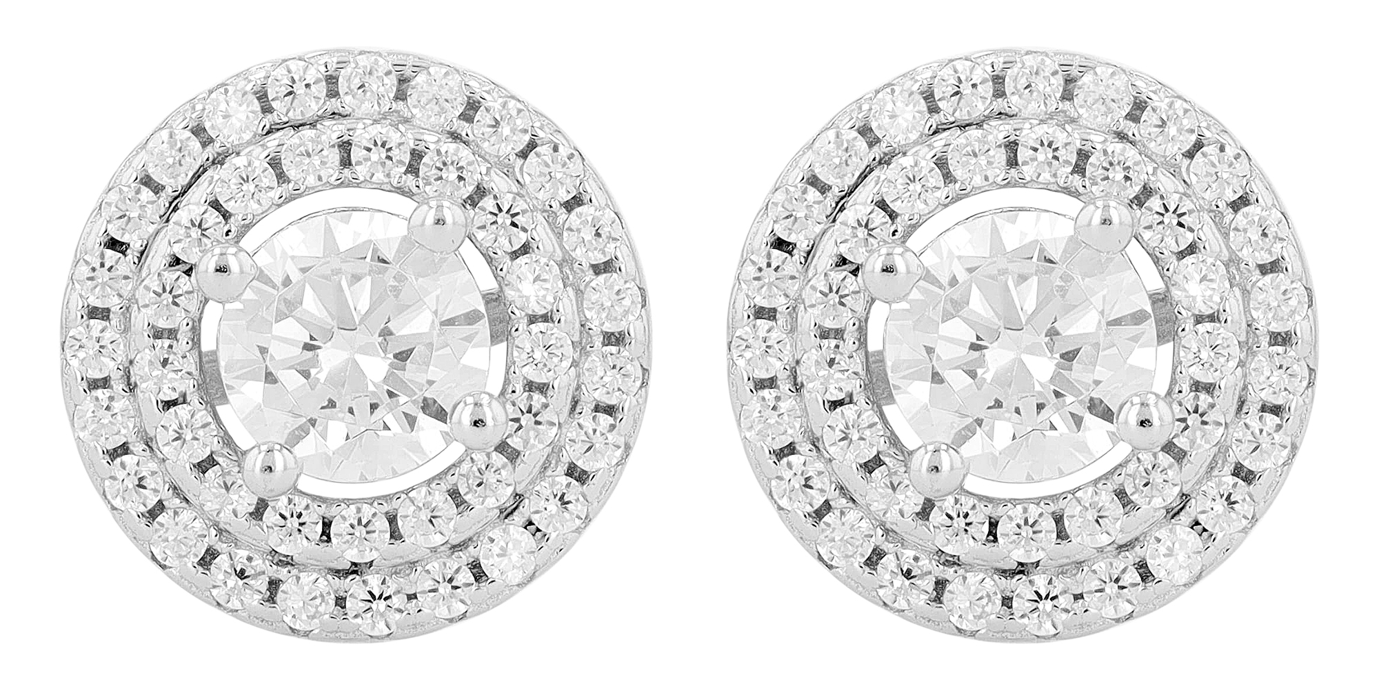 "Orelia", 925/- Echt Silber Ohrstecker mit Zirkonia, silberfarben rhodiniert