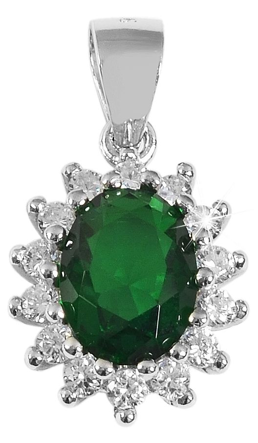 "Diana", 9257- Echt silber Entourage Anhänger, Zirkonia grün/ weiß, rhodinert