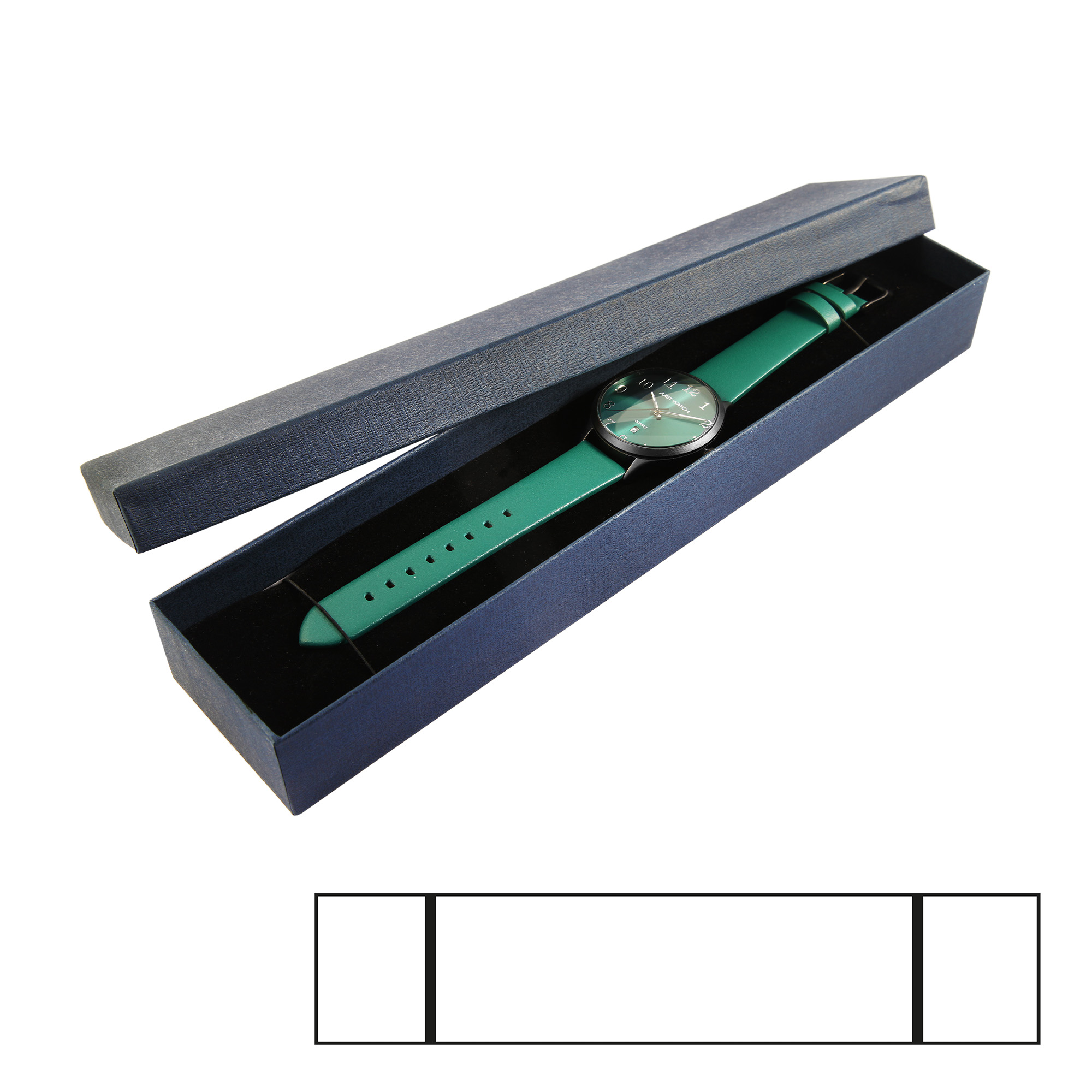 Uhrenbox, Pappe, blau, VE 6, 30 cm x 6,5 cm x 3,5 cm
