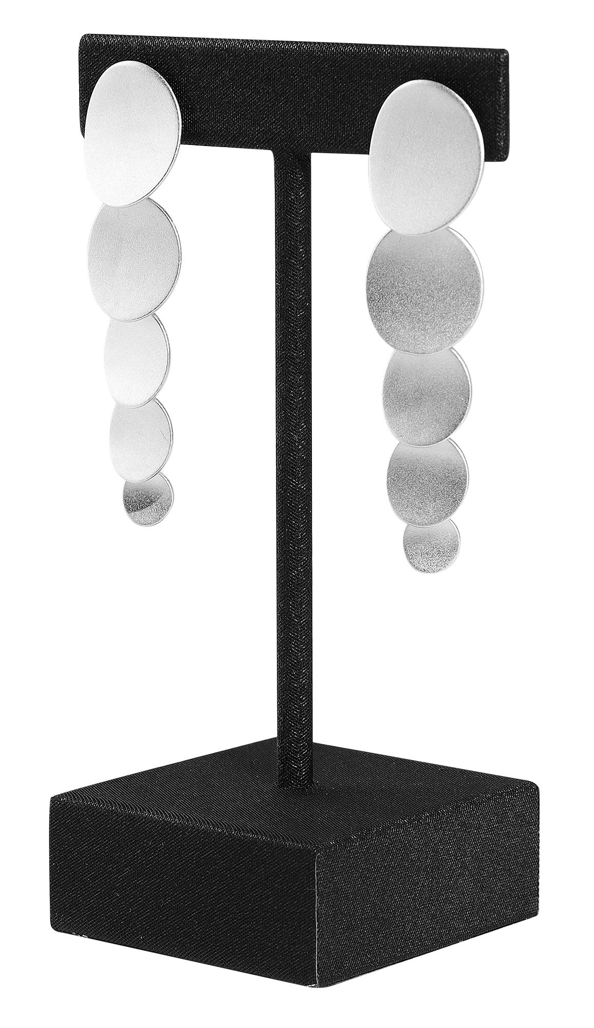 Aufsteller für Ohrringe/ Ohrhänger/ Creolen (Dekoserie Soft), PU-bezogen, 10,5 cm, schwarz