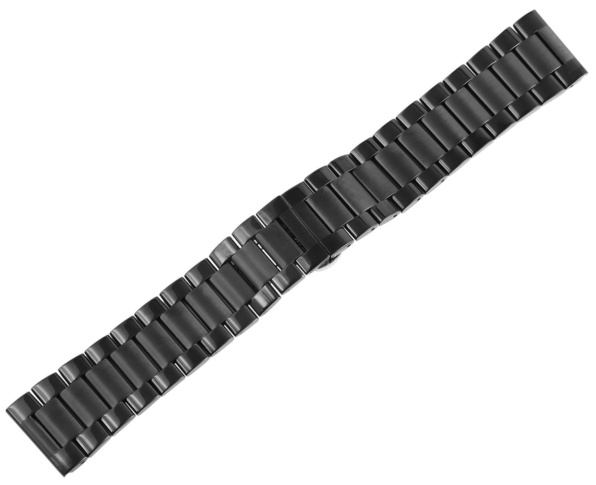Edelstahl Gliederarmband, Butterfly-Faltschließe, poliert/gebürstet, schwarz, 20 mm