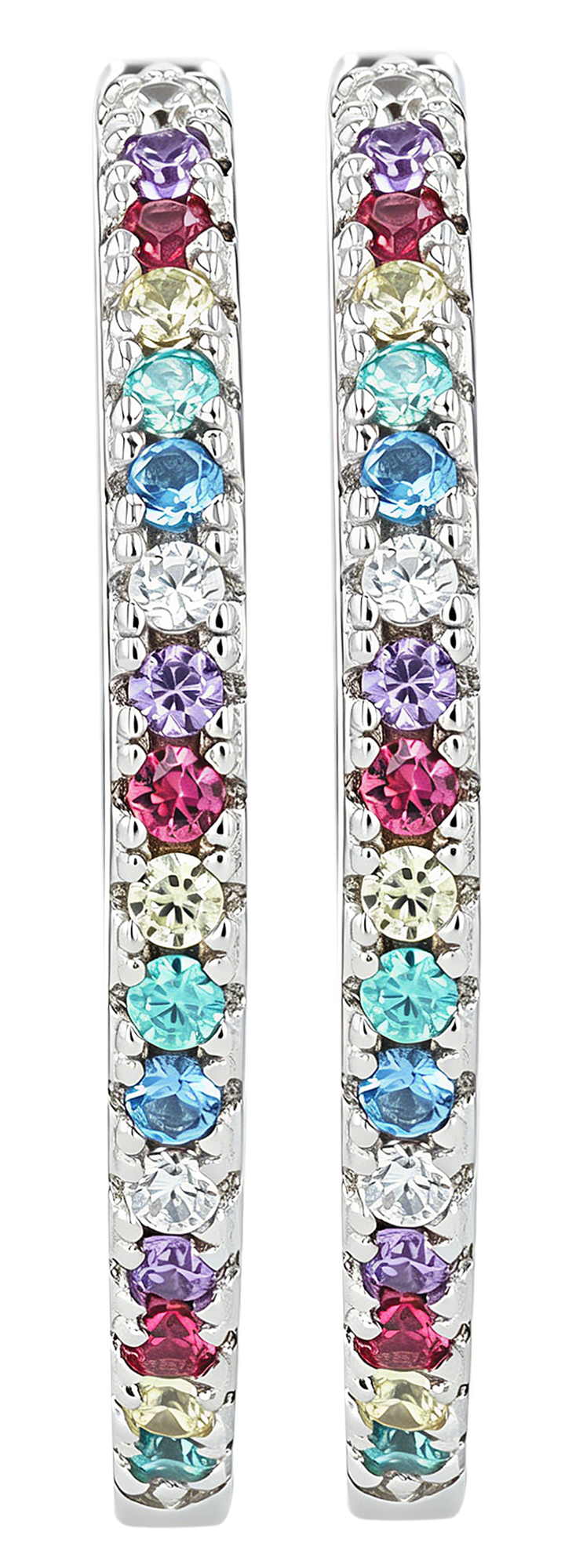 Sif Jakobs Jewellery 925/- Echt Silber Creolen "Ellera X-Grande" Ø 20 mm, bunte Zirkonia rhodiniert